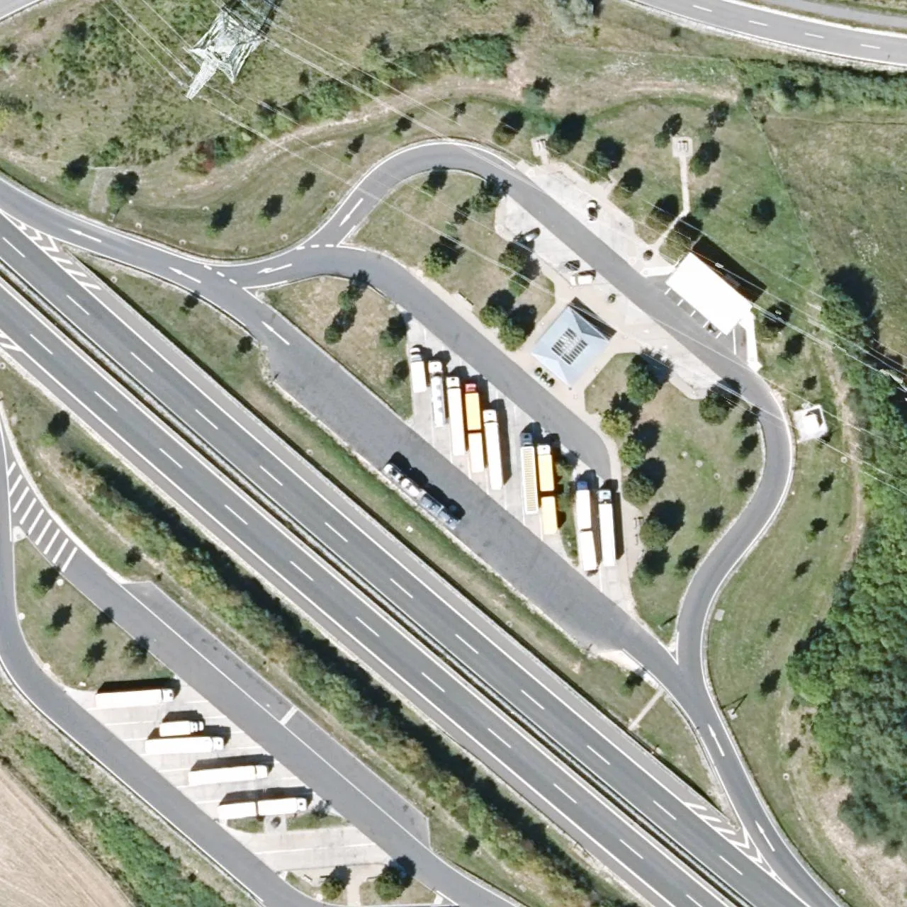 Aerial photo (orthophoto) of truck parking Coburger Forst Ost from 2023