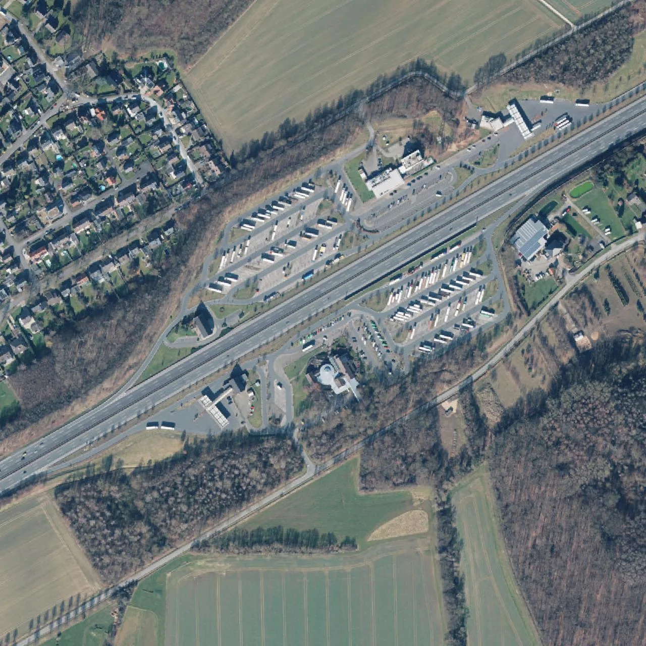 Aerial photo (orthophoto) of truck parking Rhynern (Süd) from 2025