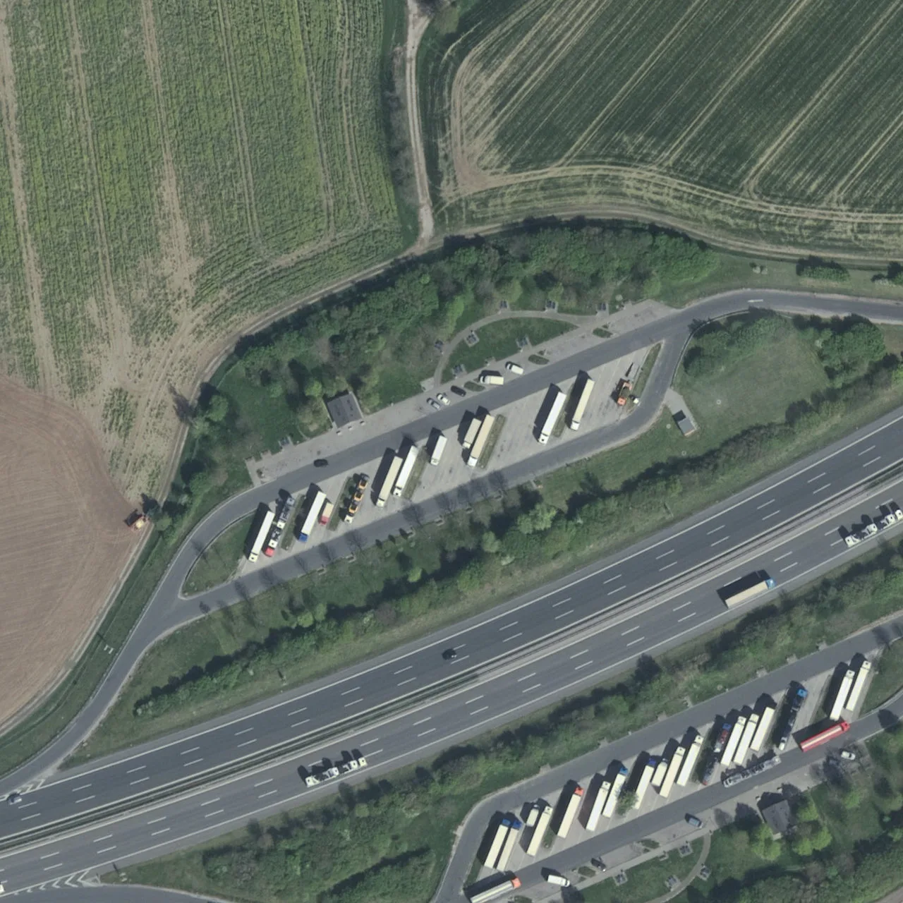 Aerial photo (orthophoto) of truck parking Am Steinberg Nord from 2024