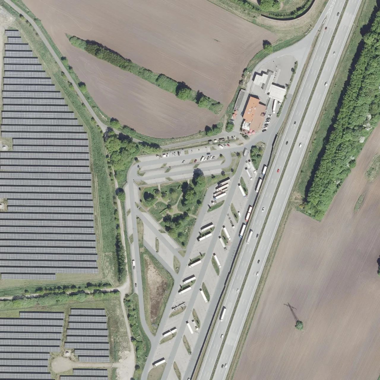 Aerial photo (orthophoto) of truck parking Aalbek from 2025
