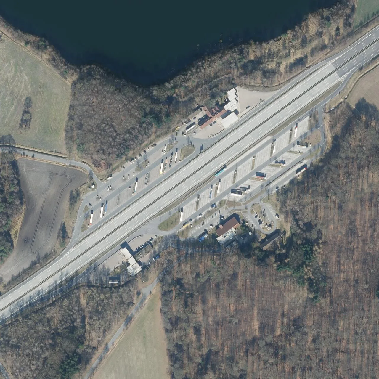 Aerial photo (orthophoto) of truck parking Ostetal Süd from 2024