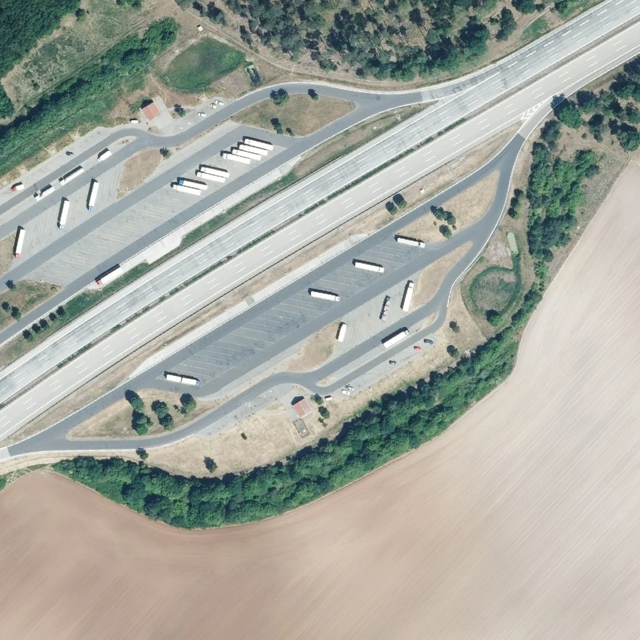 Aerial photo (orthophoto) of truck parking Temnitz from 2023