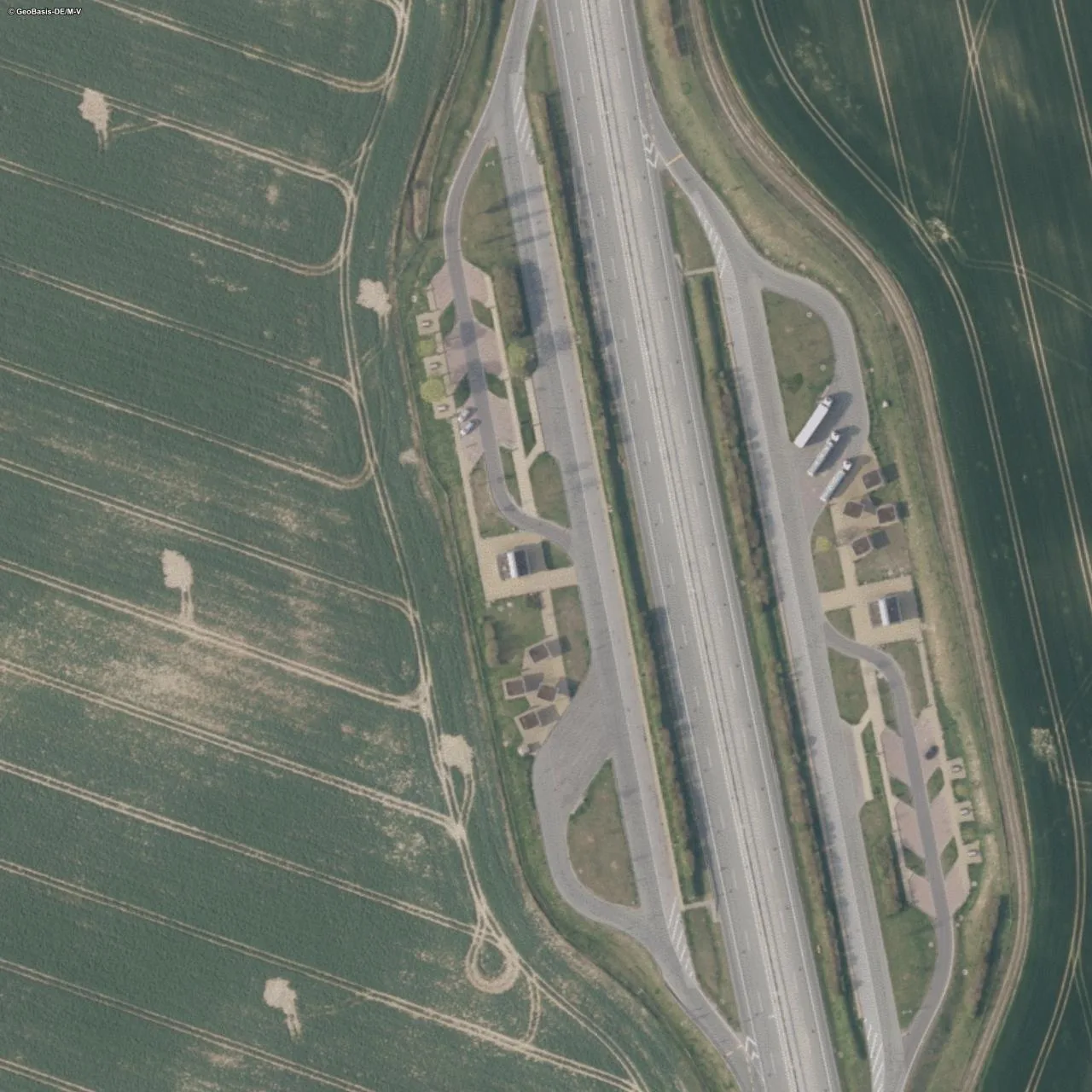 Aerial photo (orthophoto) of truck parking Vier Tore Stadt West from 2023