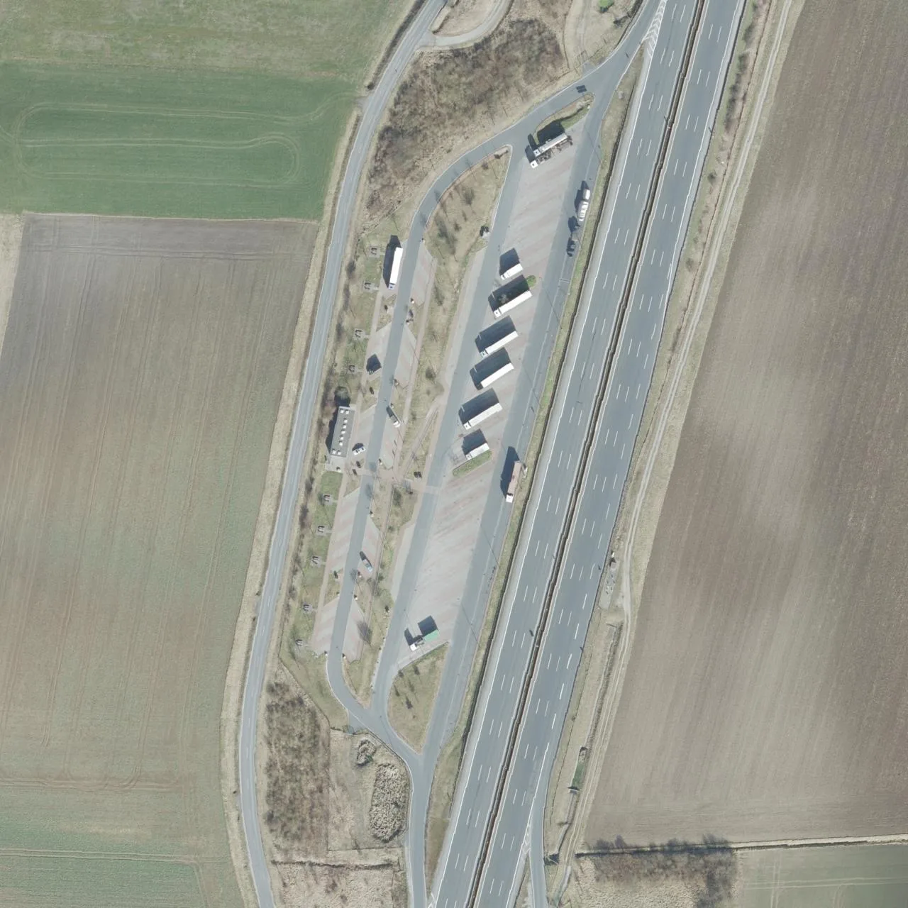 Aerial photo (orthophoto) of truck parking Leineholz West from 2025