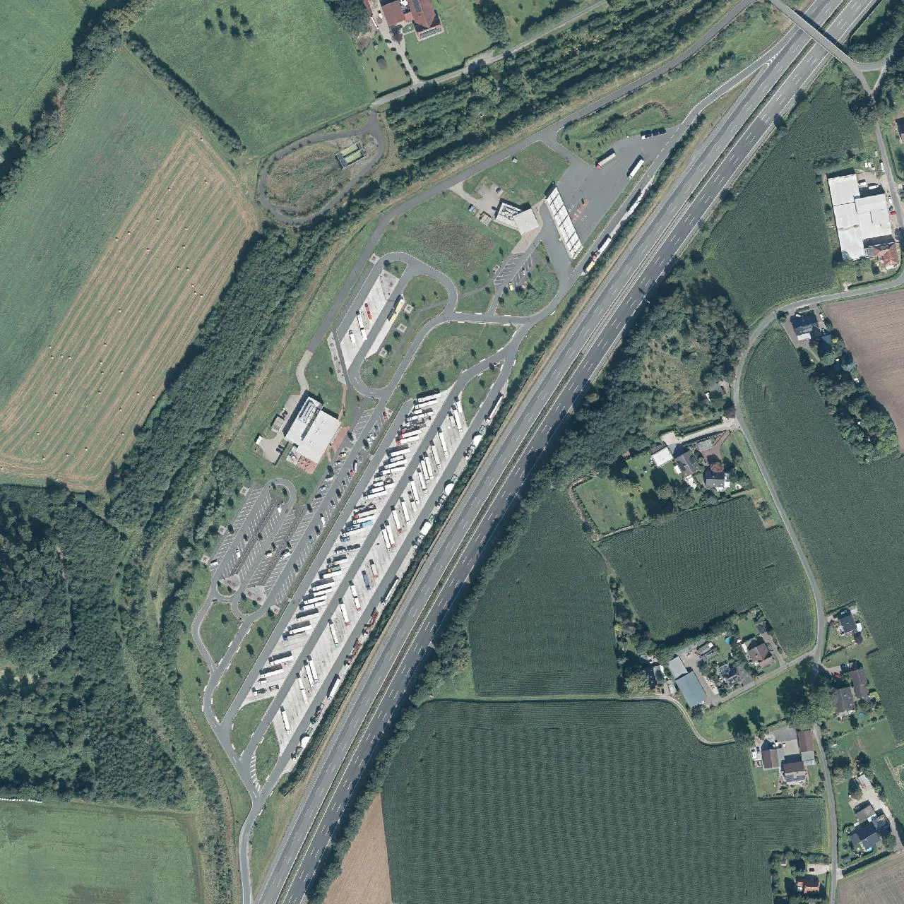 Aerial photo (orthophoto) of truck parking Lipperland (Nord) from 2024