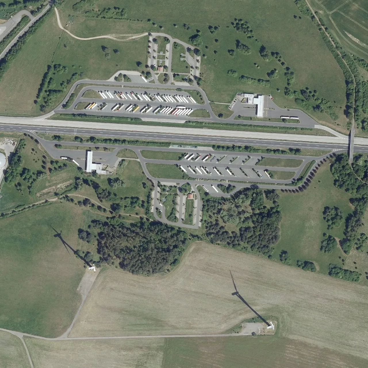Aerial photo (orthophoto) of truck parking Biegener Hellen Süd from 2024