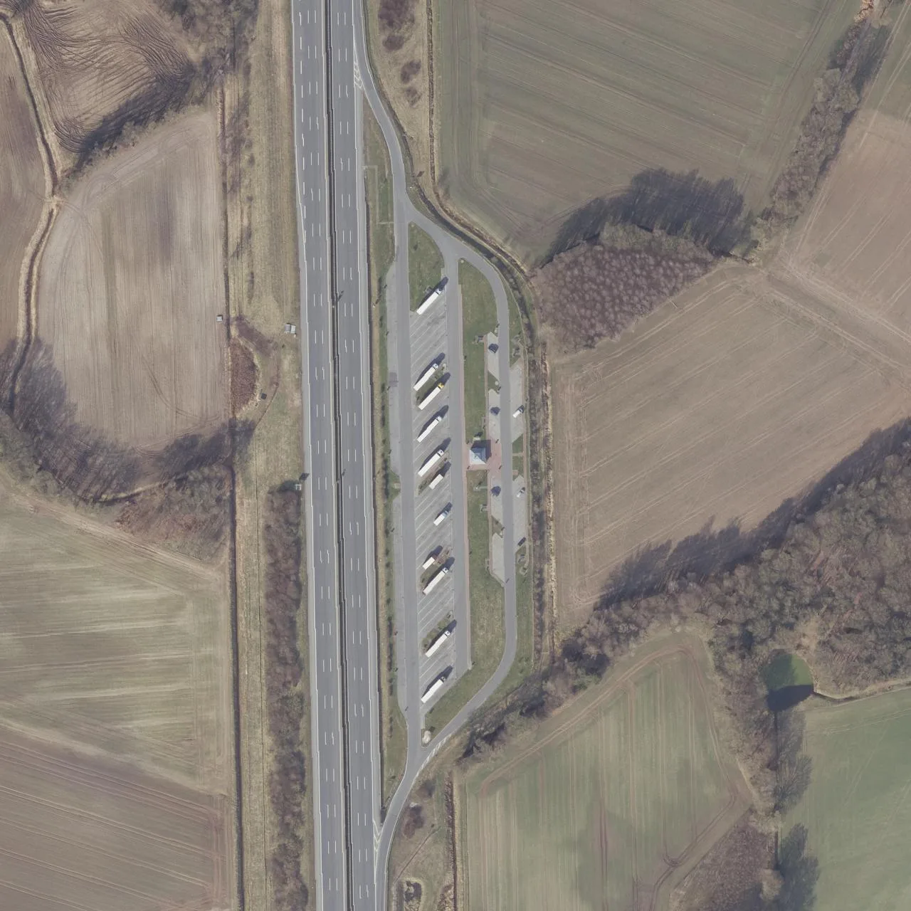 Aerial photo (orthophoto) of truck parking Bakumer Wiesen Ost from 2025