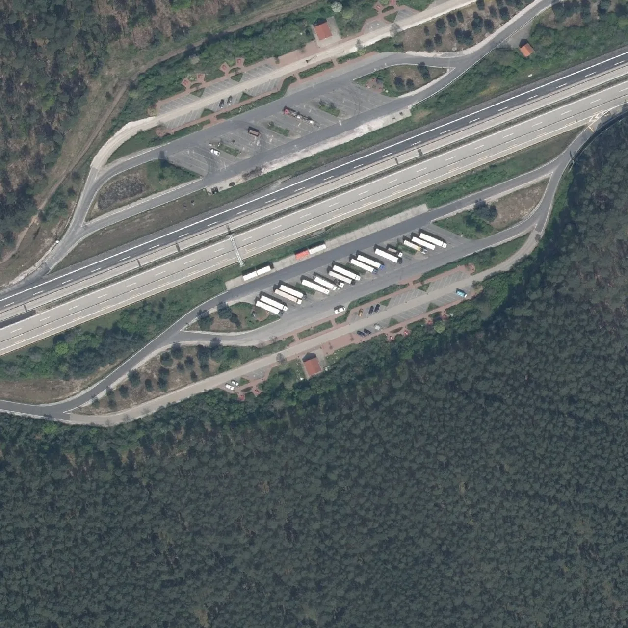 Aerial photo (orthophoto) of truck parking Lankensee from 2023