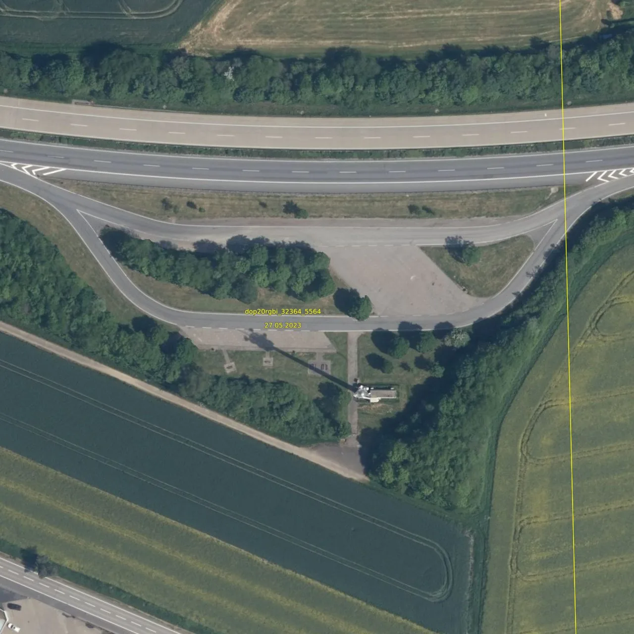 Luftbild (Orthofoto) des LKW-Parkplatzes Martental aus dem Jahr 2023