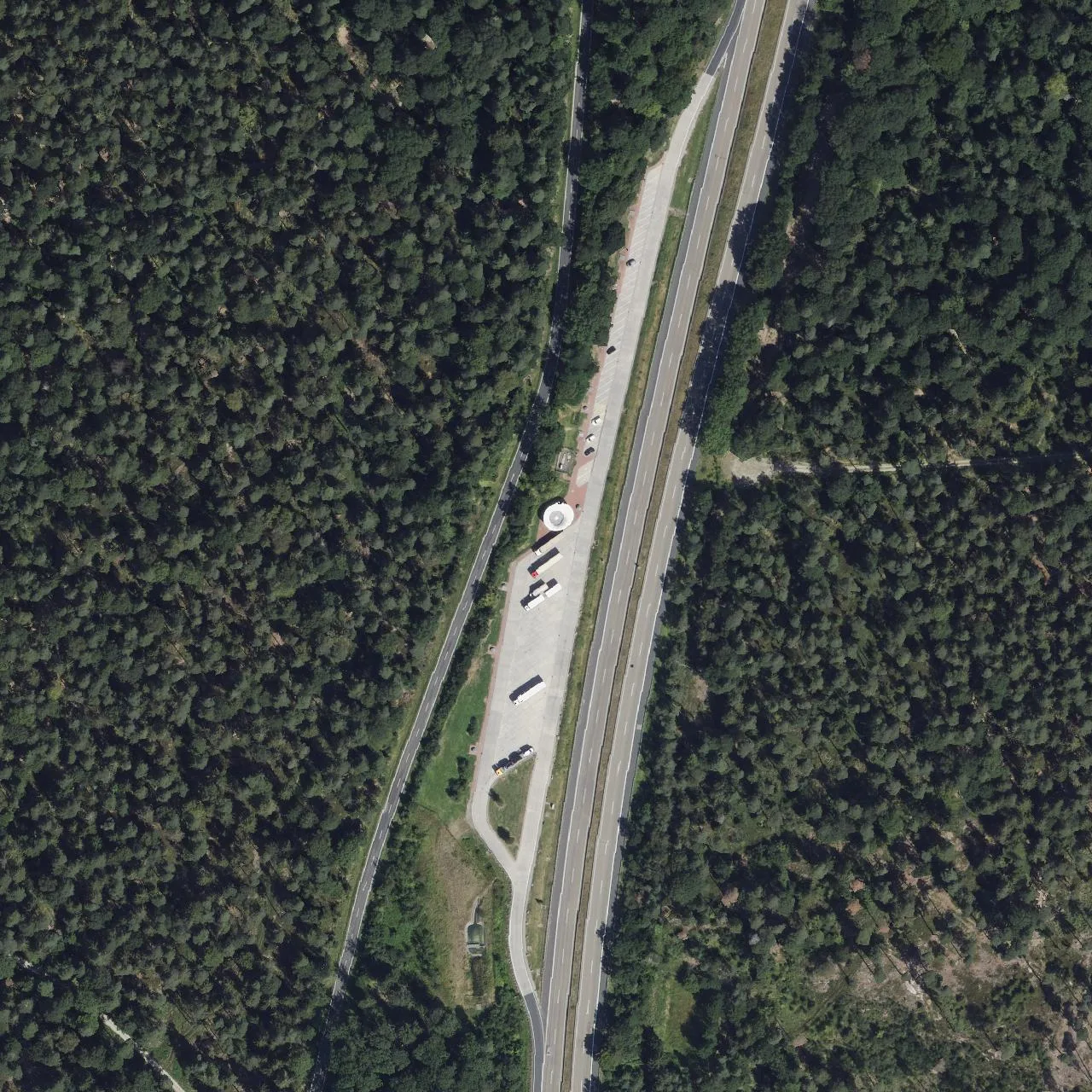 Aerial photo (orthophoto) of truck parking Hummelskopf from 2024