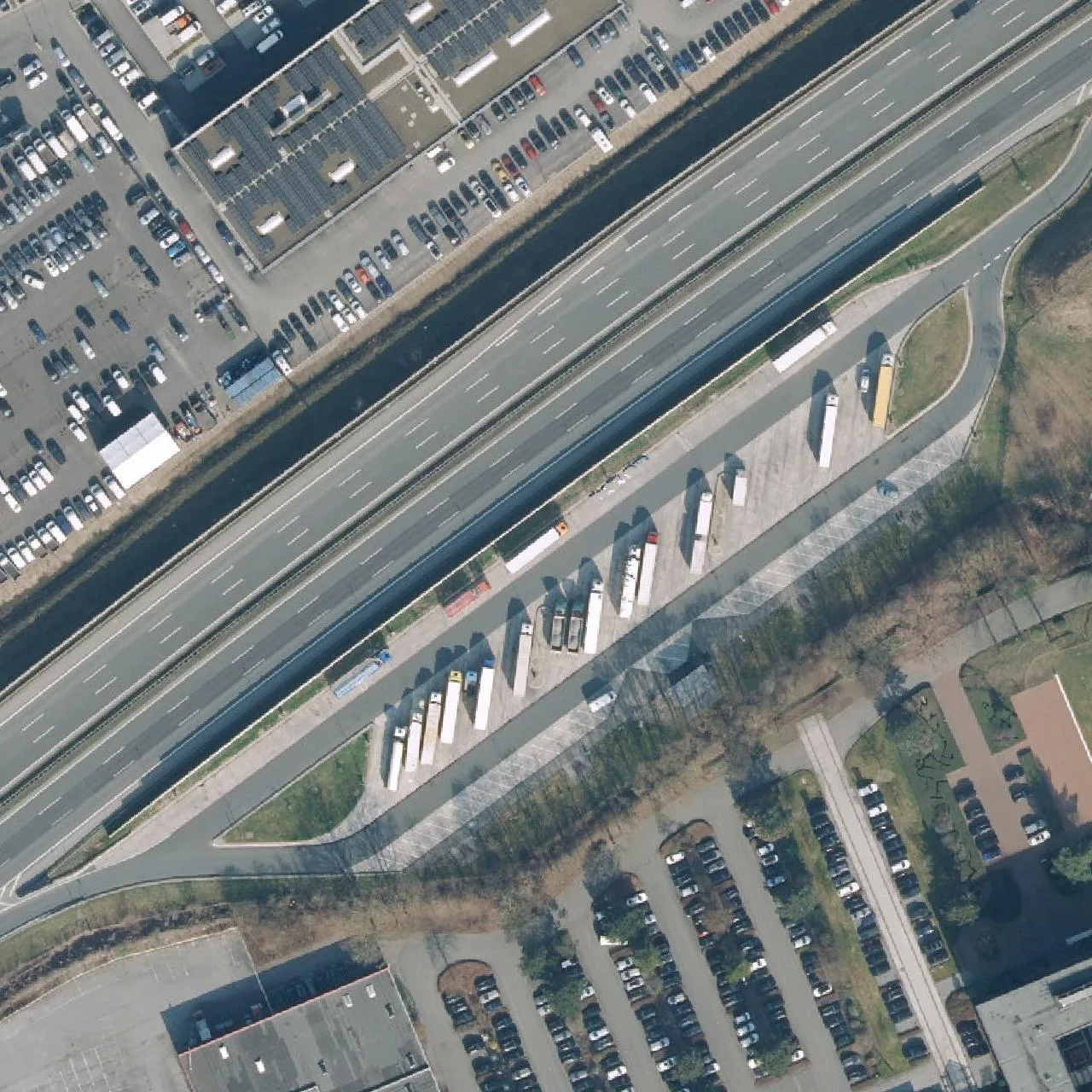 Aerial photo (orthophoto) of truck parking Sürenheide from 2024