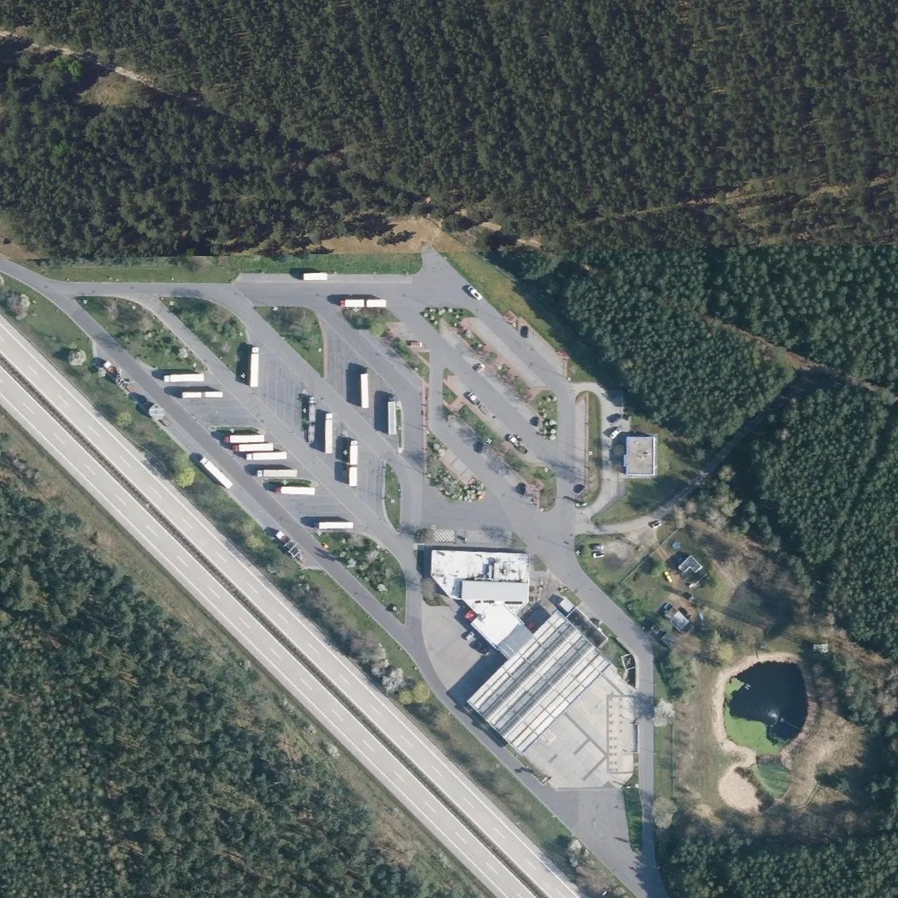 Aerial photo (orthophoto) of truck parking Berstetal Ost from 2023