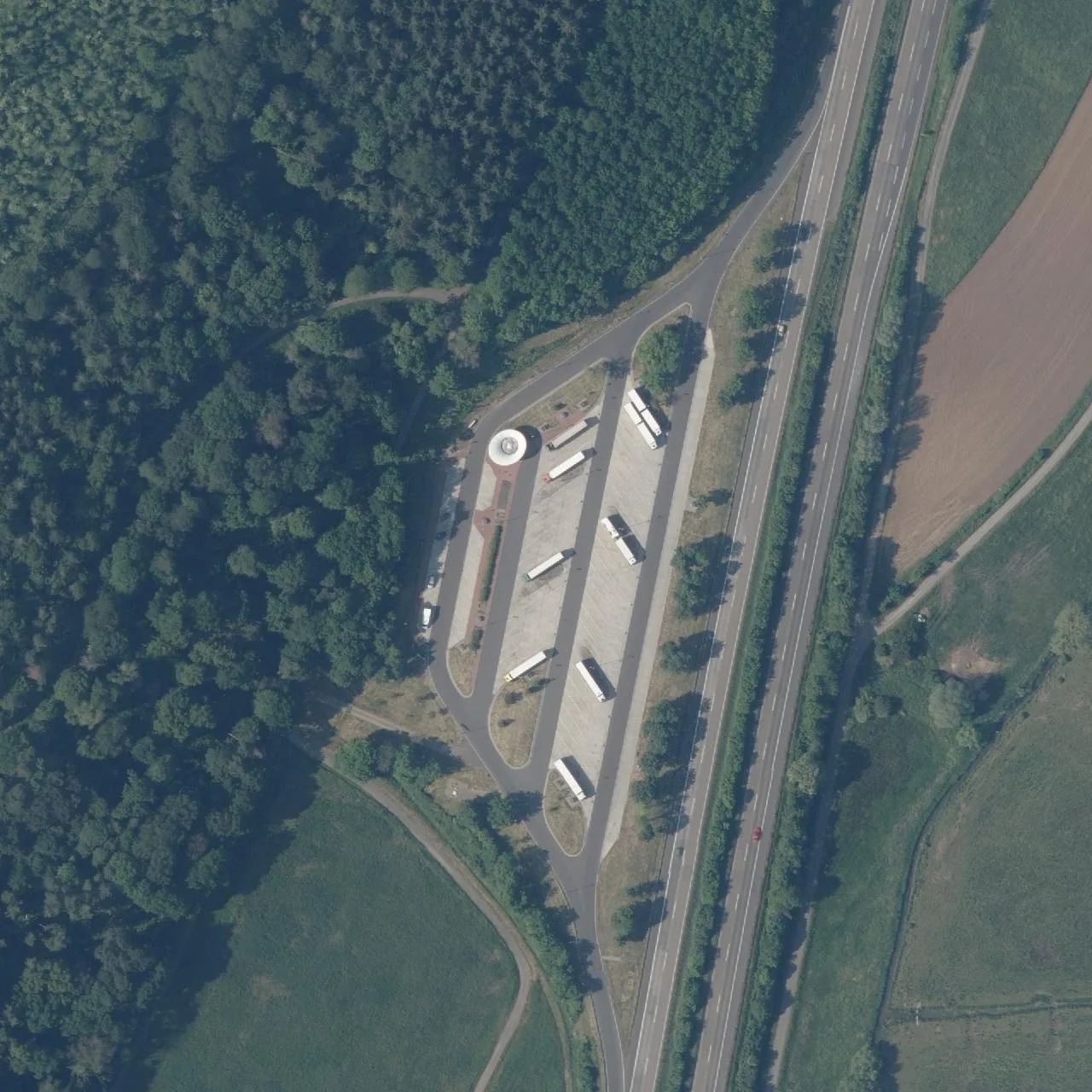Aerial photo (orthophoto) of truck parking Hohe Berg from 2023