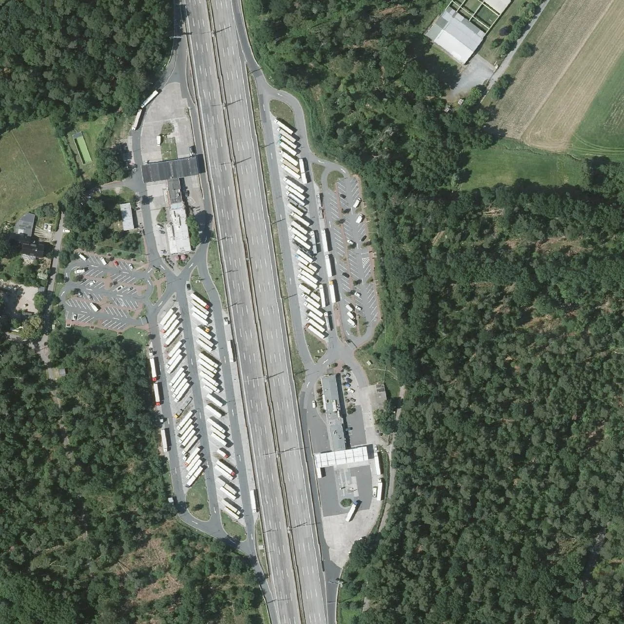 Aerial photo (orthophoto) of truck parking Gräfenhausen Ost from 2023
