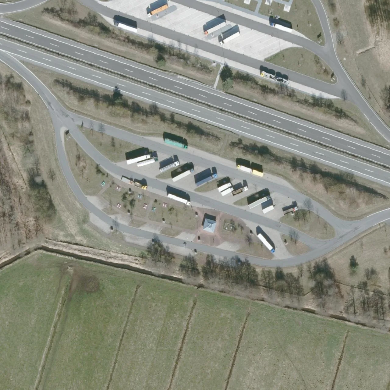 Aerial photo (orthophoto) of truck parking Busschewald Süd from 2024