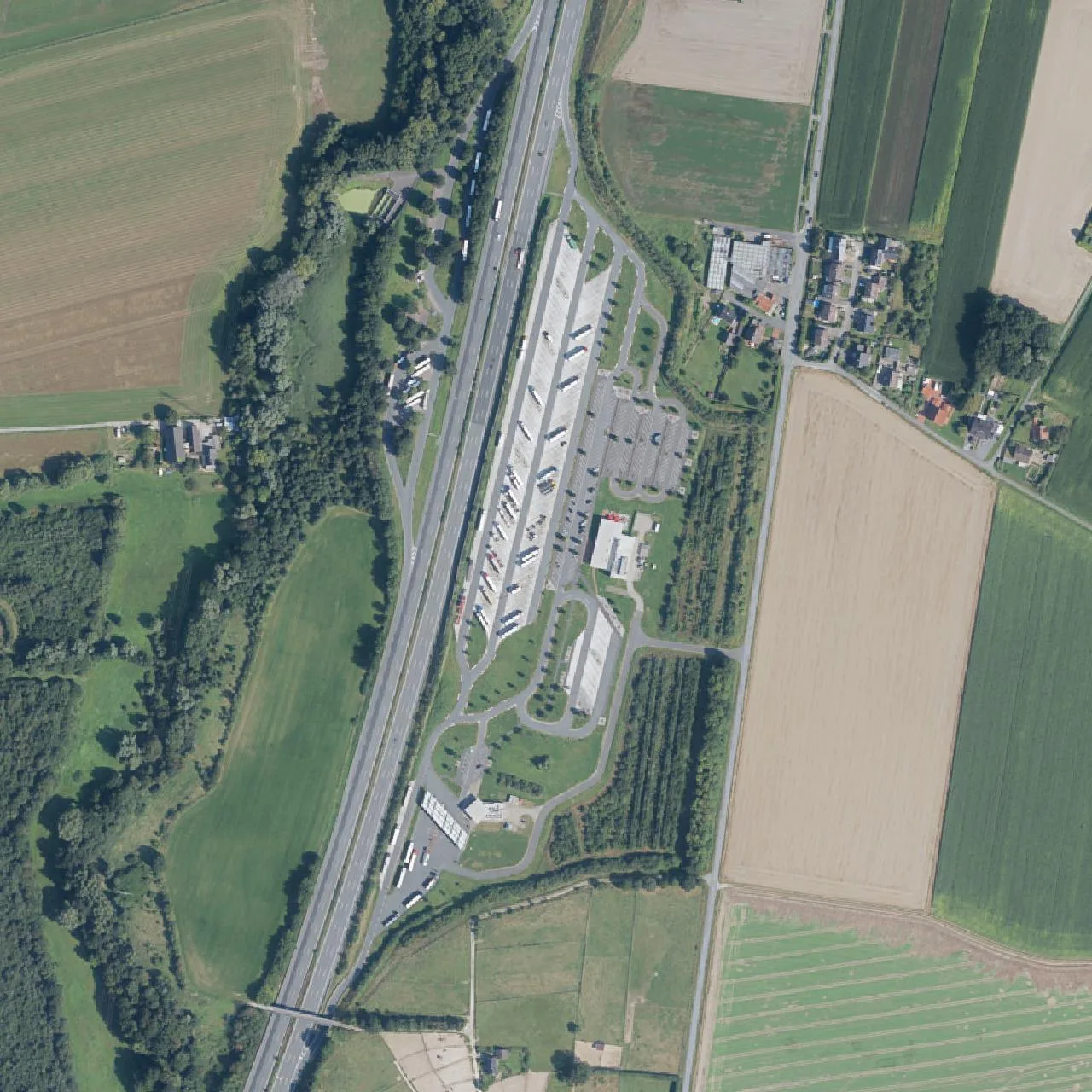 Aerial photo (orthophoto) of truck parking Lipperland (Süd) from 2024