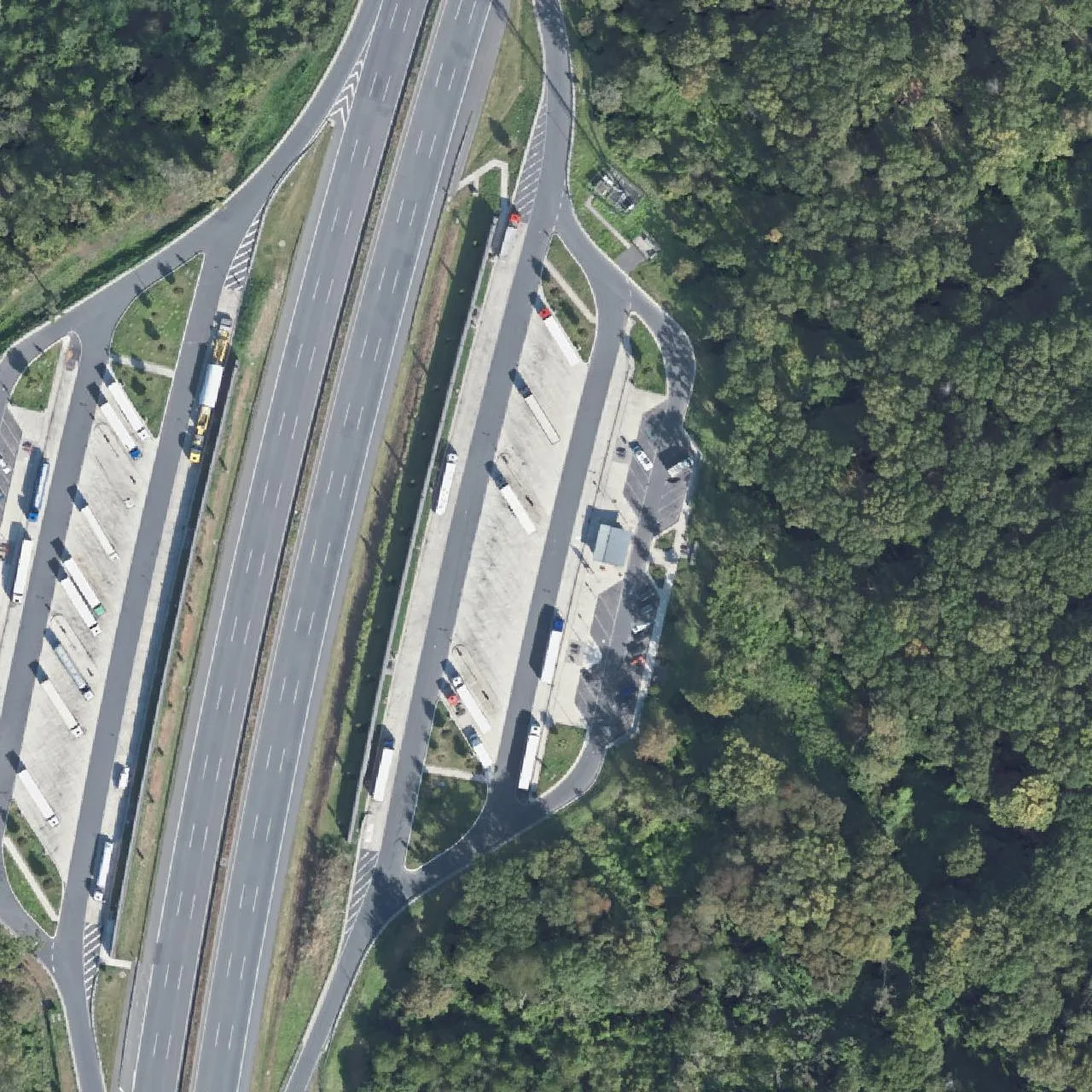 Aerial photo (orthophoto) of truck parking Stettin from 2024