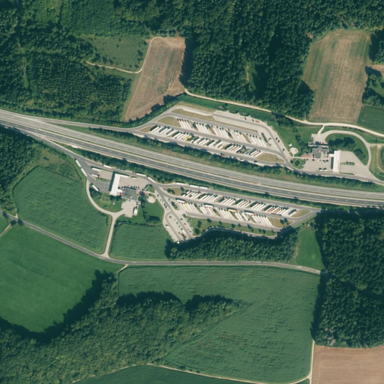 Aerial photo (orthophoto) of truck parking Oberpfälzer Alb Süd from 2023