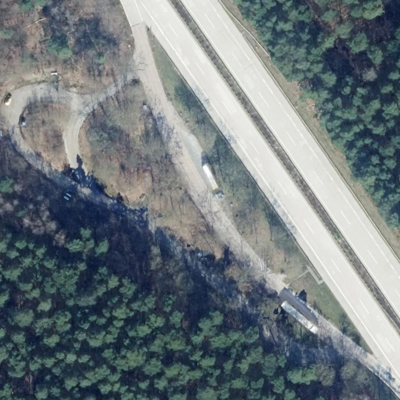 Aerial photo (orthophoto) of truck parking Düshorn Süd from 2024