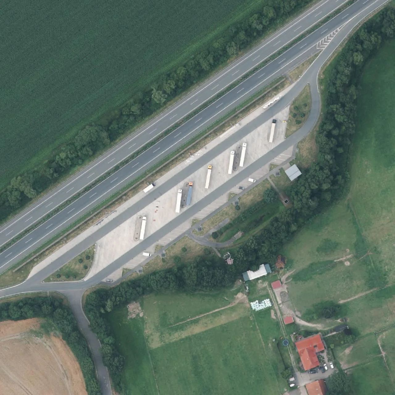 Aerial photo (orthophoto) of truck parking Rödder from 2024