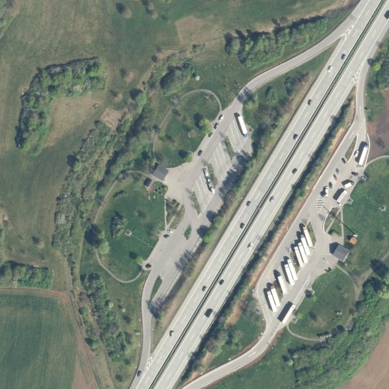 Aerial photo (orthophoto) of truck parking Am Neukirchner Wald Ost from 2023