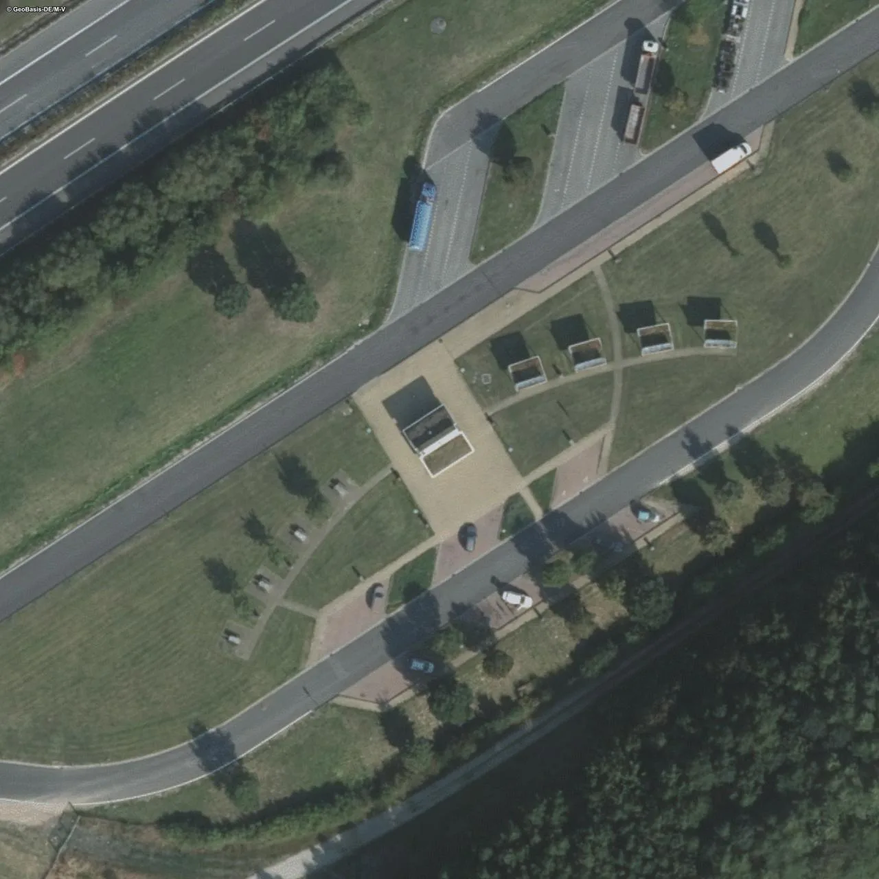 Aerial photo (orthophoto) of truck parking Quellental Süd from 2024