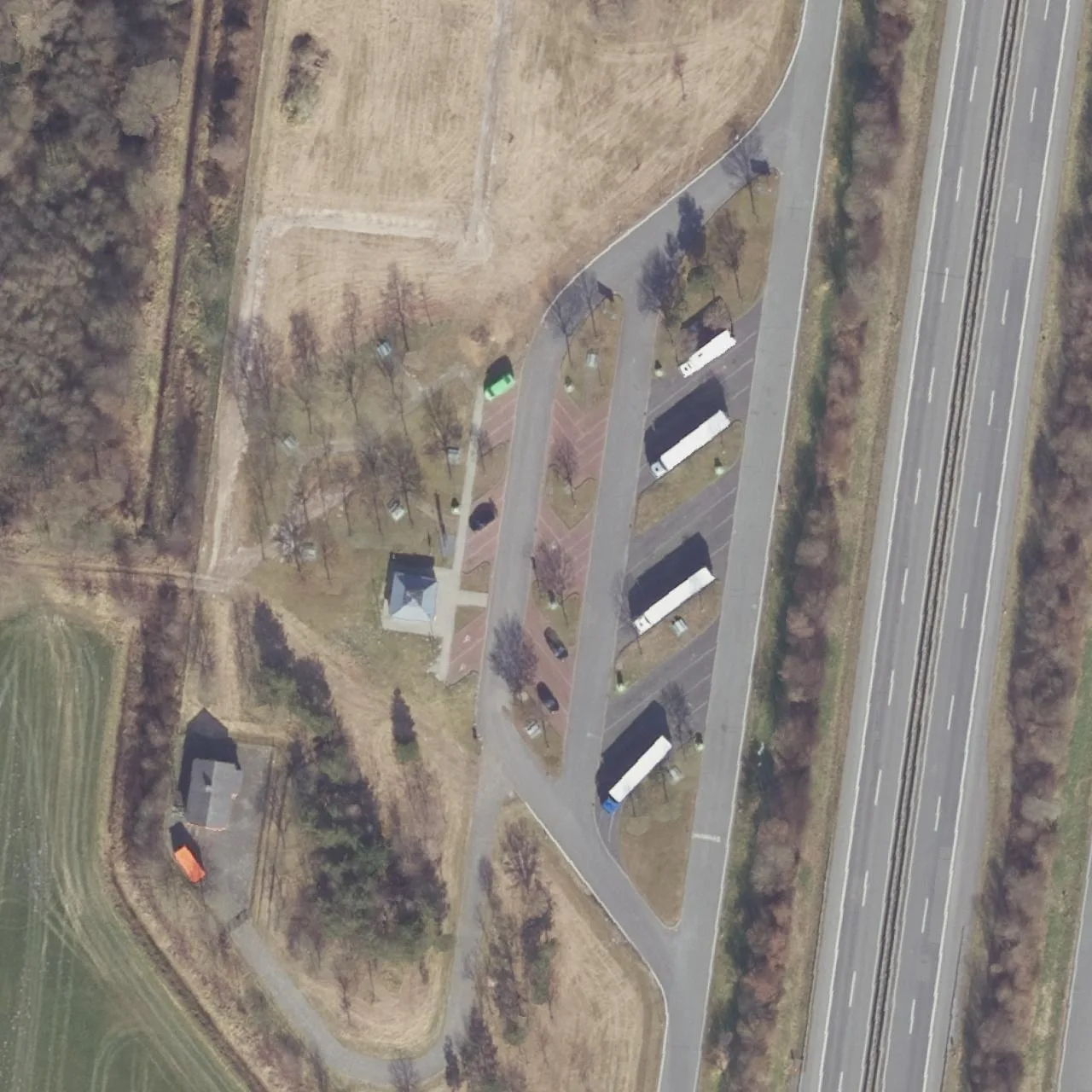 Aerial photo (orthophoto) of truck parking Olle Rheen West from 2025