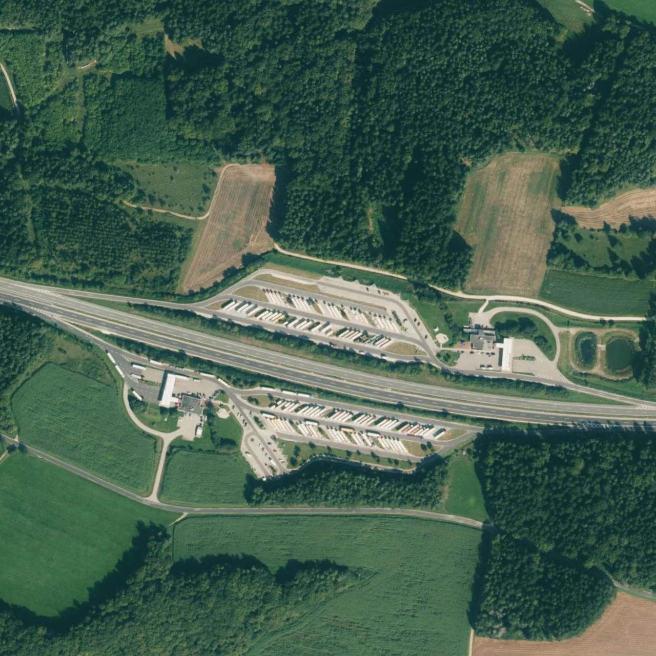 Aerial photo (orthophoto) of truck parking Oberpfälzer Alb Nord from 2023