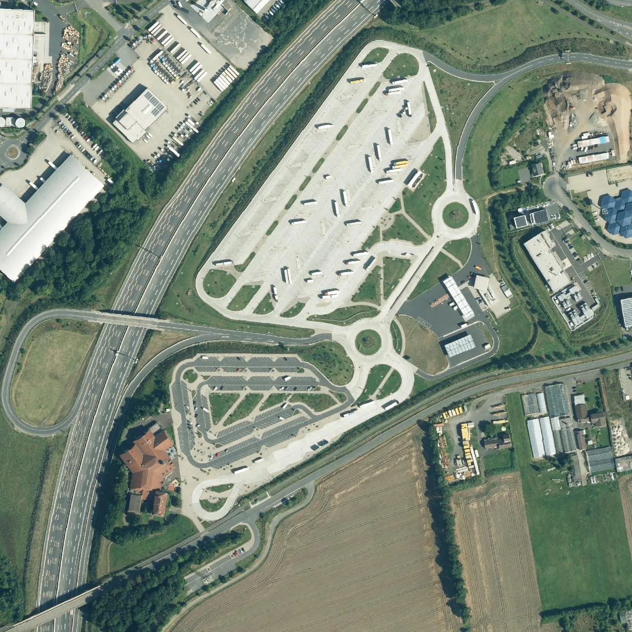 Aerial photo (orthophoto) of truck parking Kassel Ost from 2024