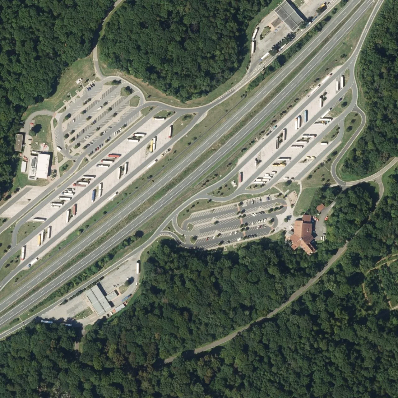 Aerial photo (orthophoto) of truck parking Riedener Wald Ost from 2023