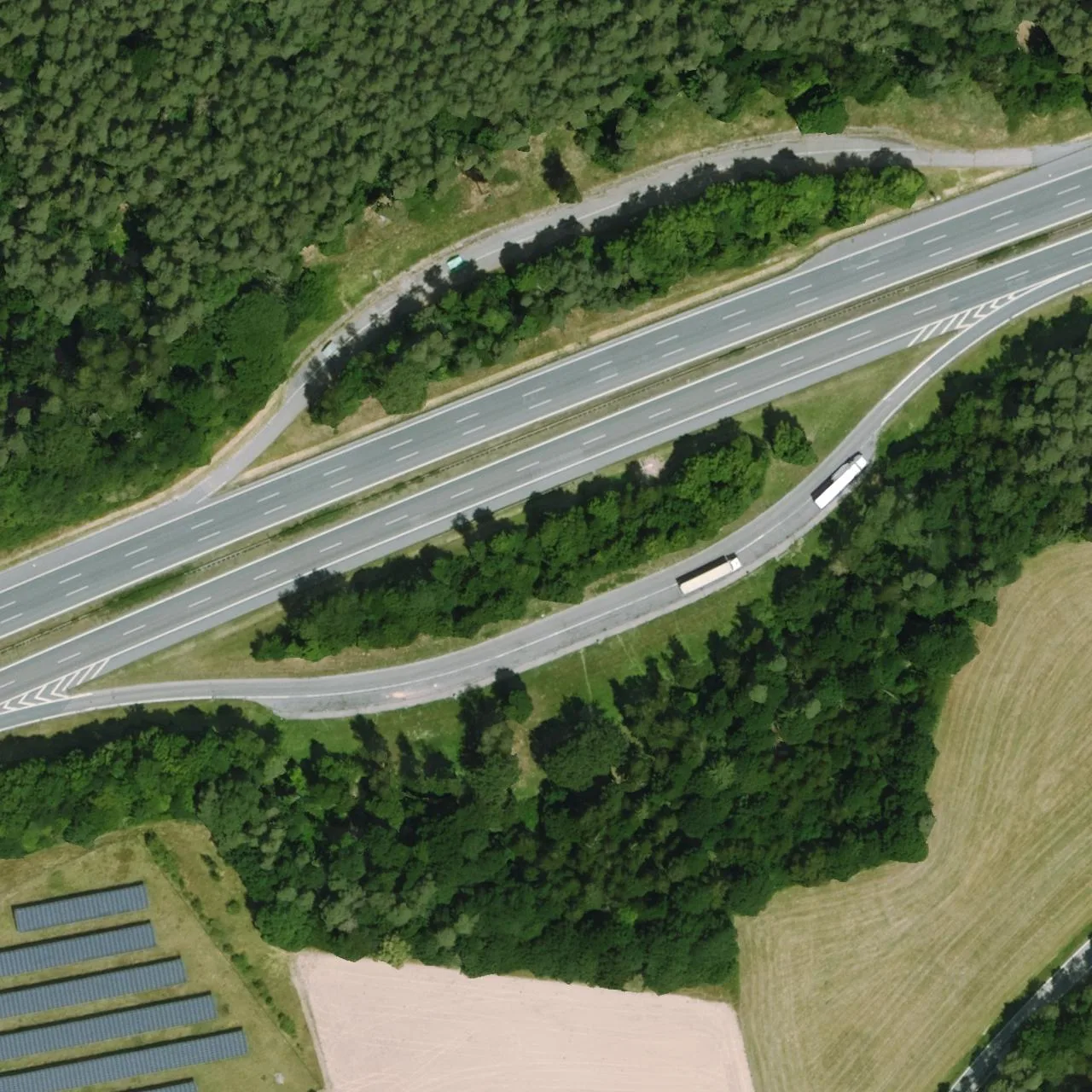 Aerial photo (orthophoto) of truck parking Kohnweiher from 2025