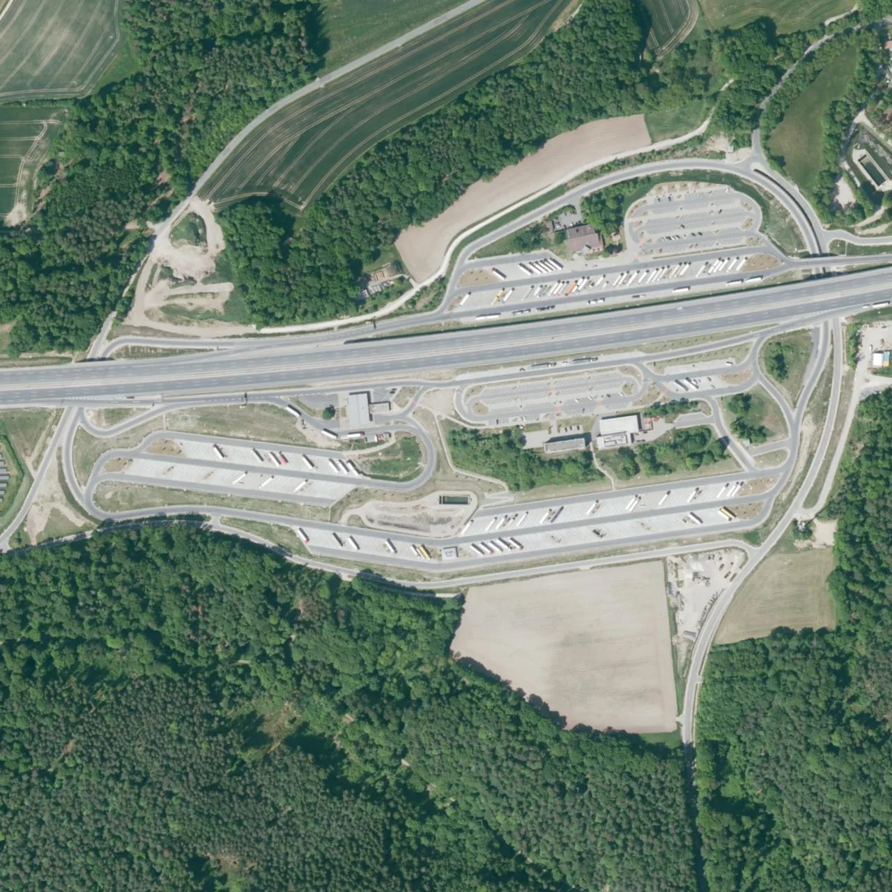 Aerial photo (orthophoto) of truck parking Steigerwald Süd from 2025