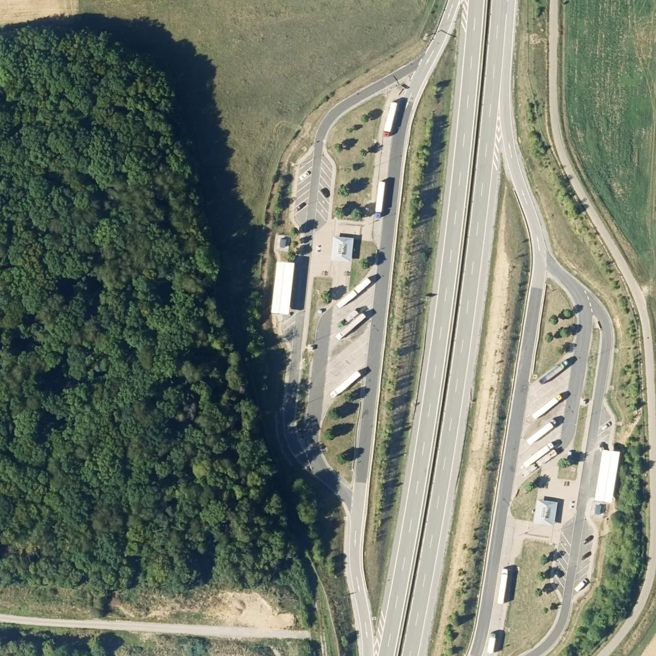 Aerial photo (orthophoto) of truck parking Maibacher Höhe West from 2023