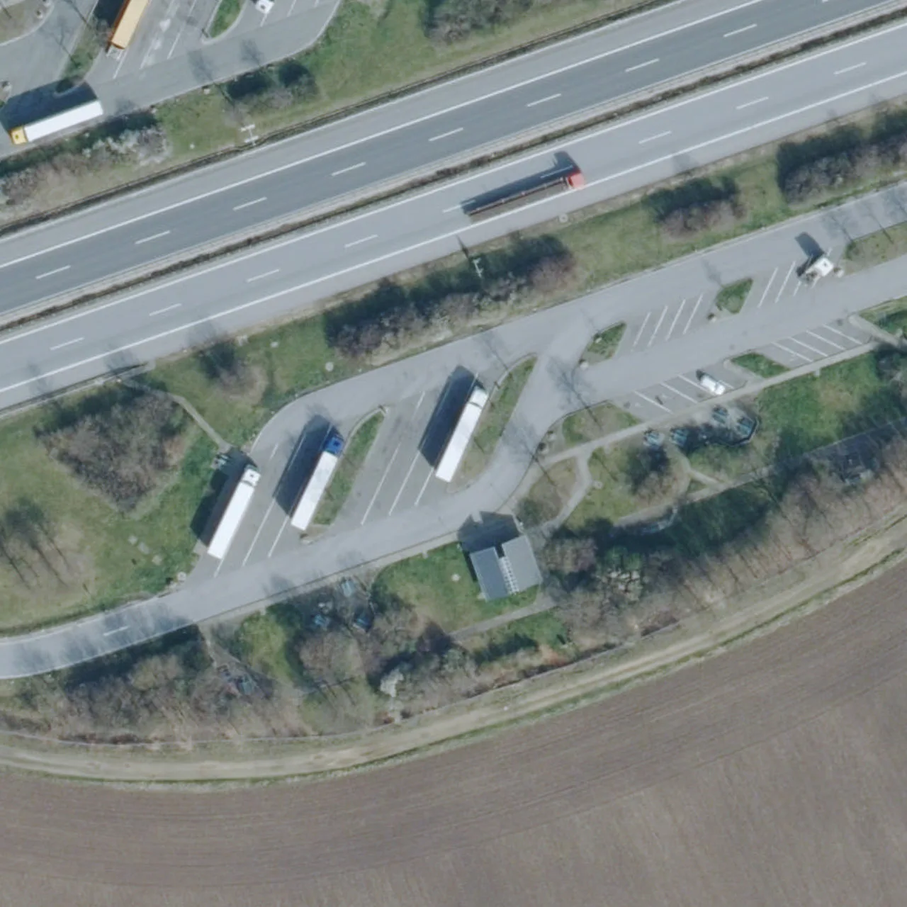 Aerial photo (orthophoto) of truck parking Am Wacheberg Süd from 2024