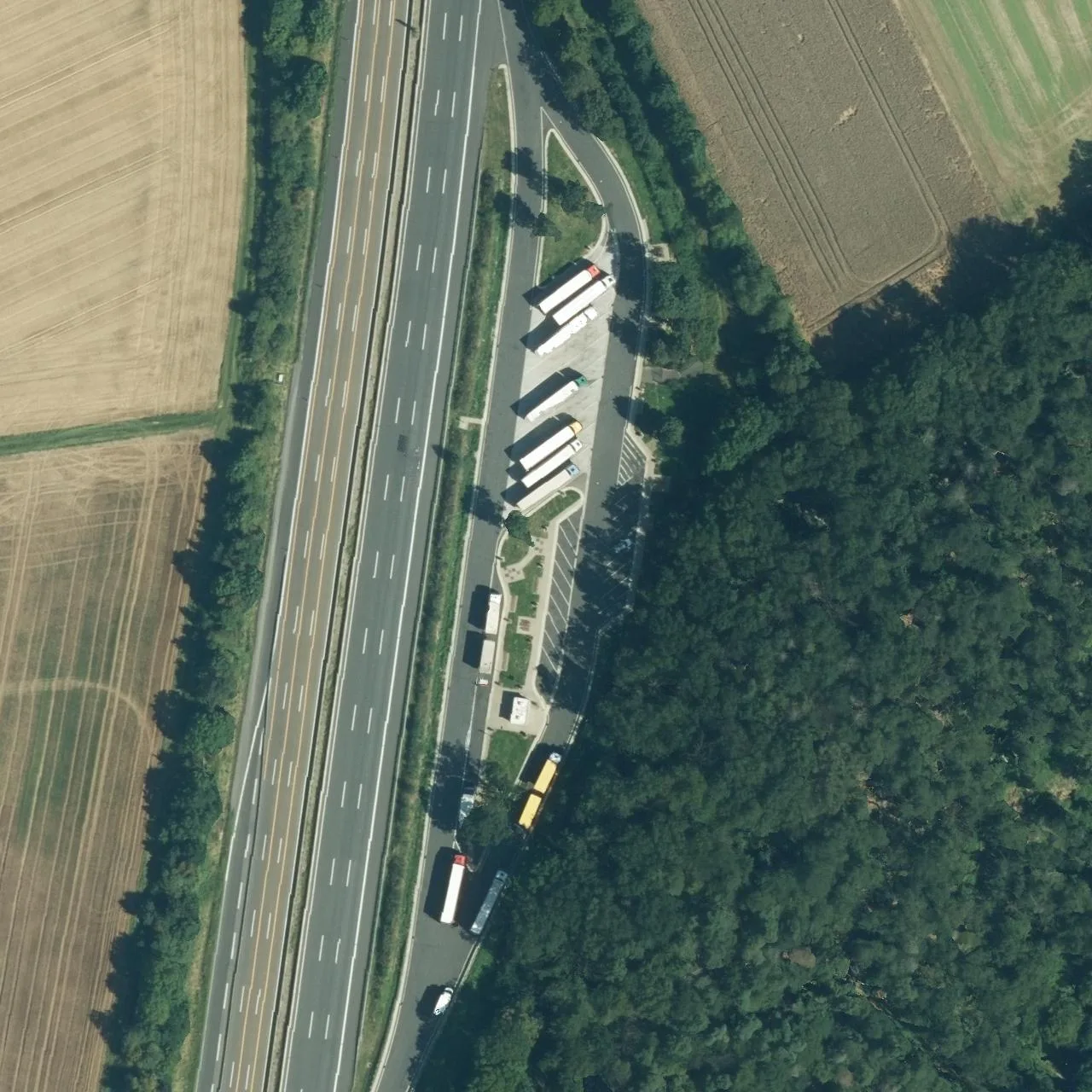 Aerial photo (orthophoto) of truck parking Quillerwald from 2024