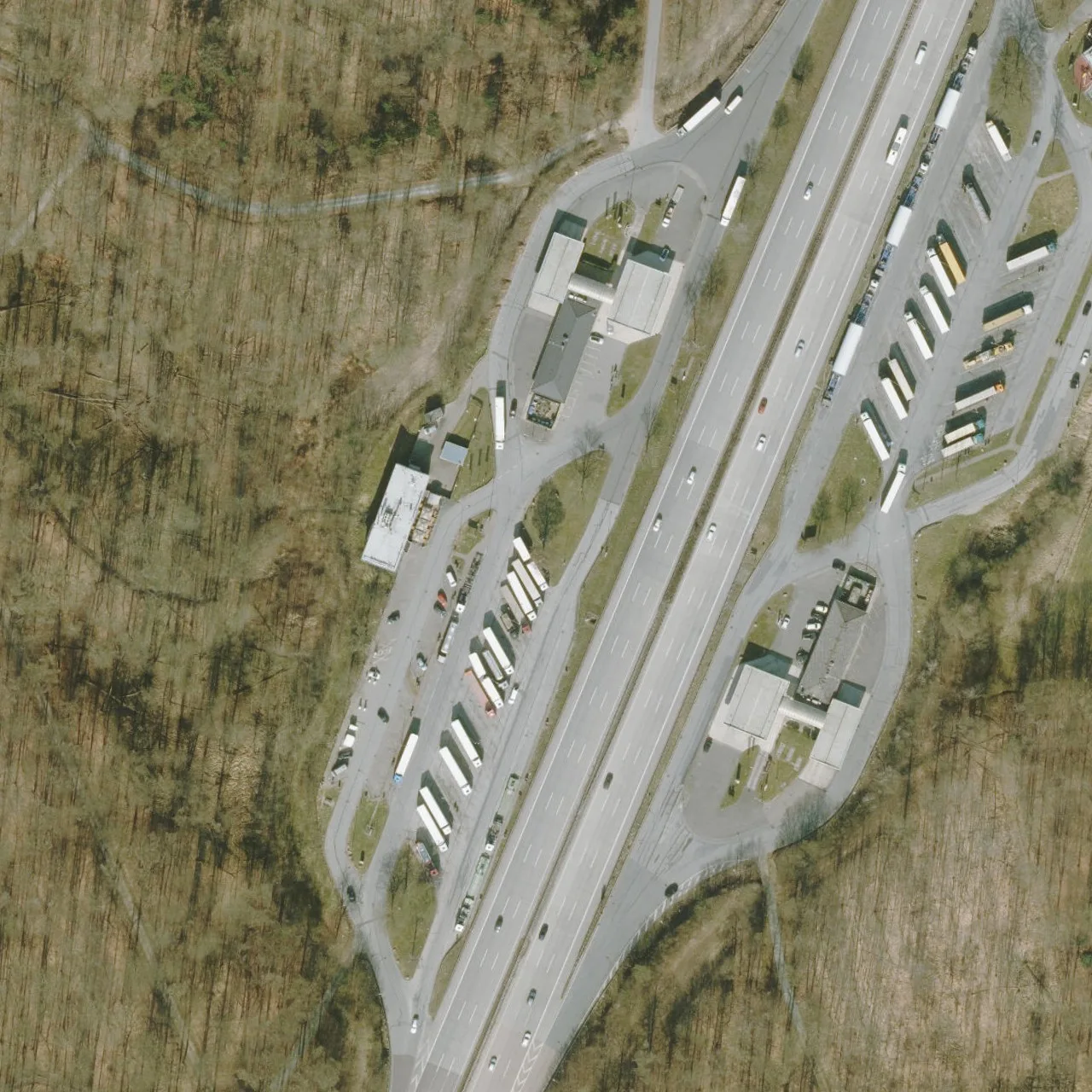 Aerial photo (orthophoto) of truck parking Buddikate West from 2025