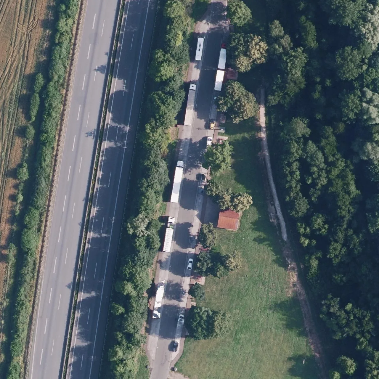 Aerial photo (orthophoto) of truck parking Holtwicker Mark from 2024