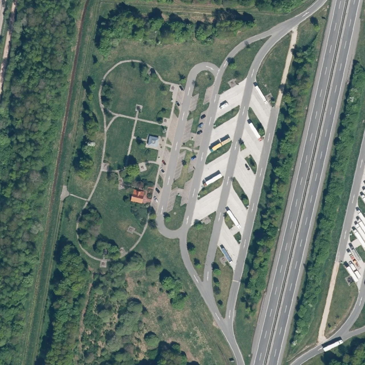 Aerial photo (orthophoto) of truck parking Heseper Moor (West) from 2025