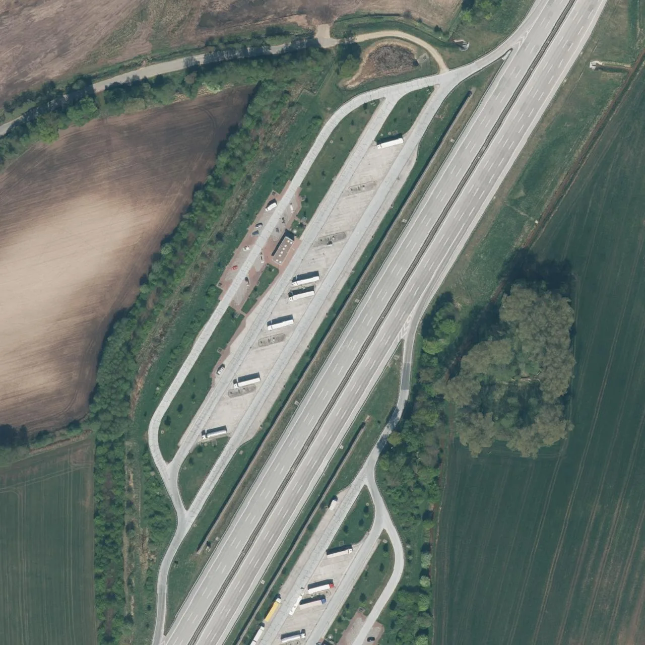 Aerial photo (orthophoto) of truck parking Langwege West from 2025