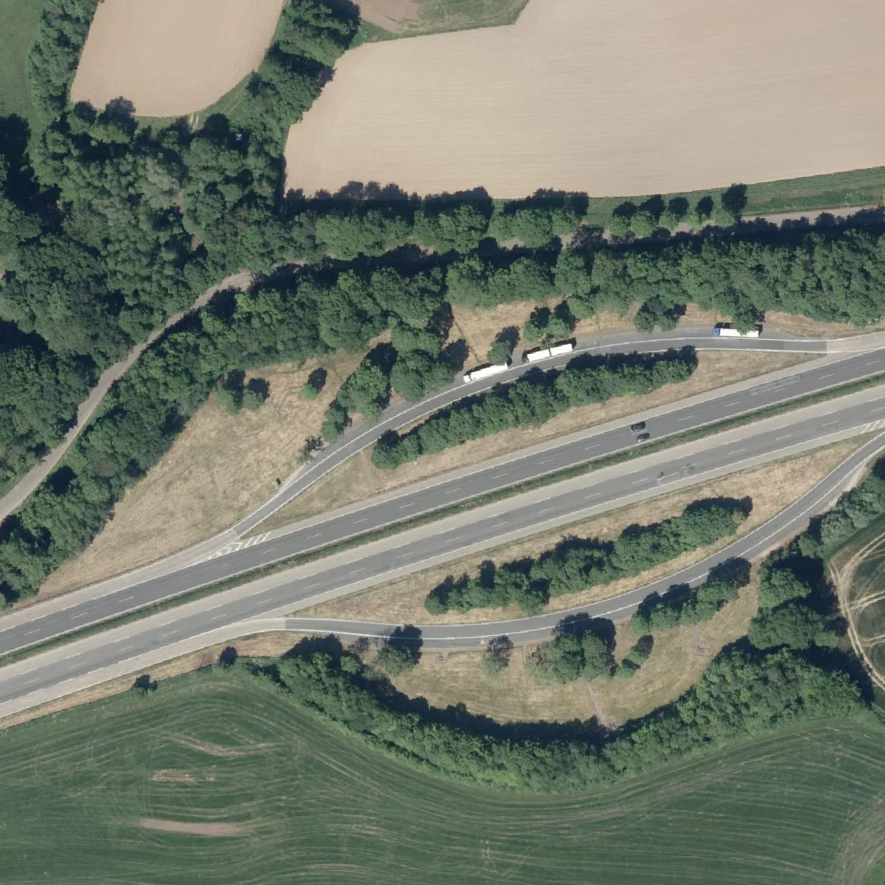 Aerial photo (orthophoto) of truck parking Exterheide from 2024