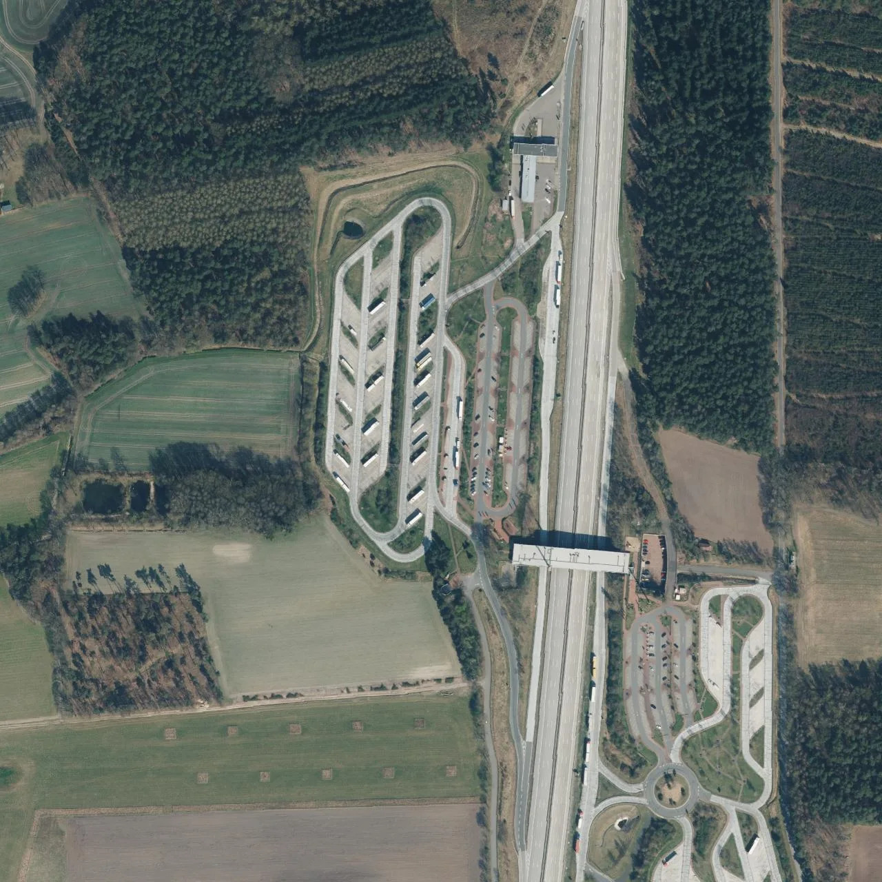 Aerial photo (orthophoto) of truck parking Dammer Berge (West) from 2025