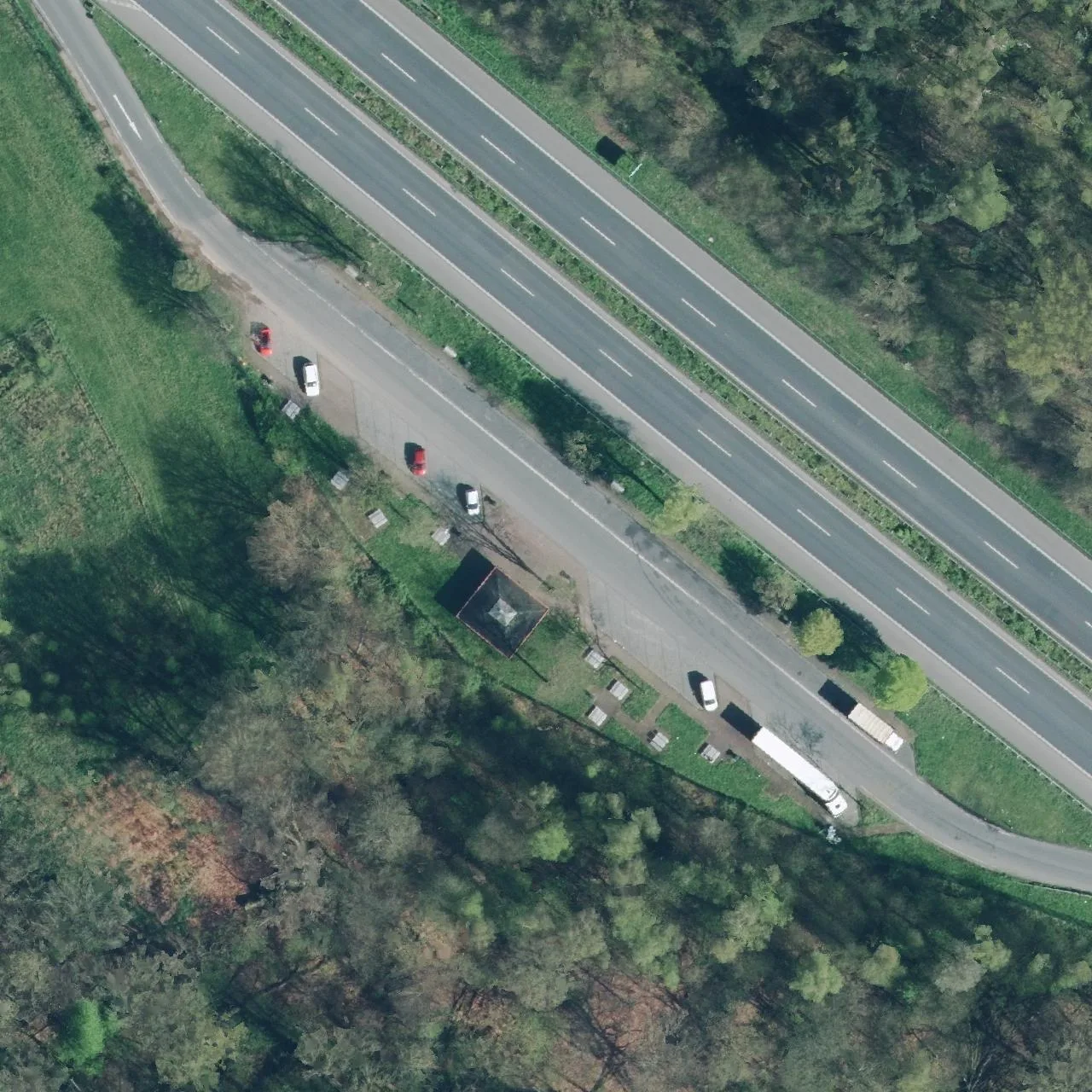 Aerial photo (orthophoto) of truck parking Hohe Heide West from 2024