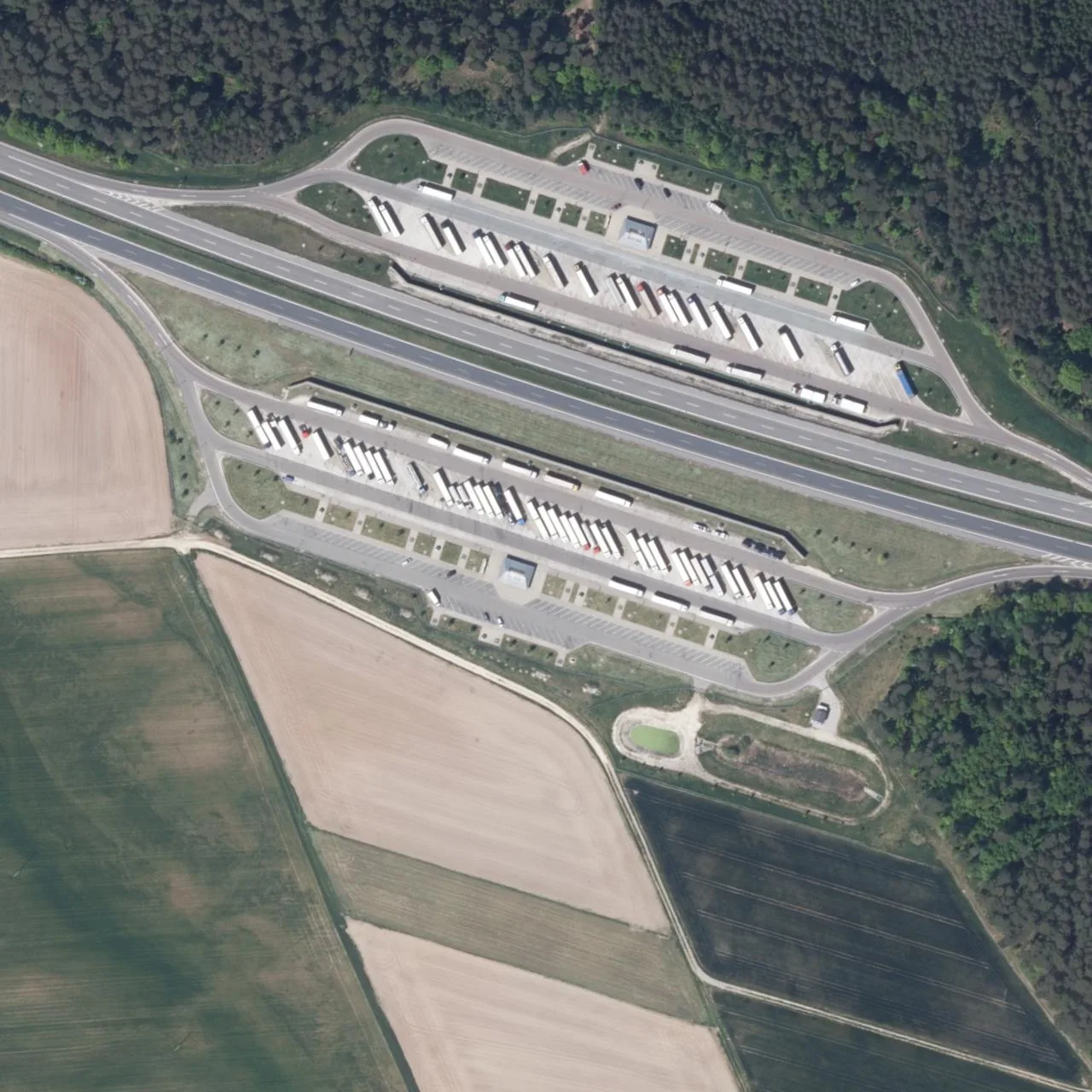 Aerial photo (orthophoto) of truck parking Silberbach Süd from 2023