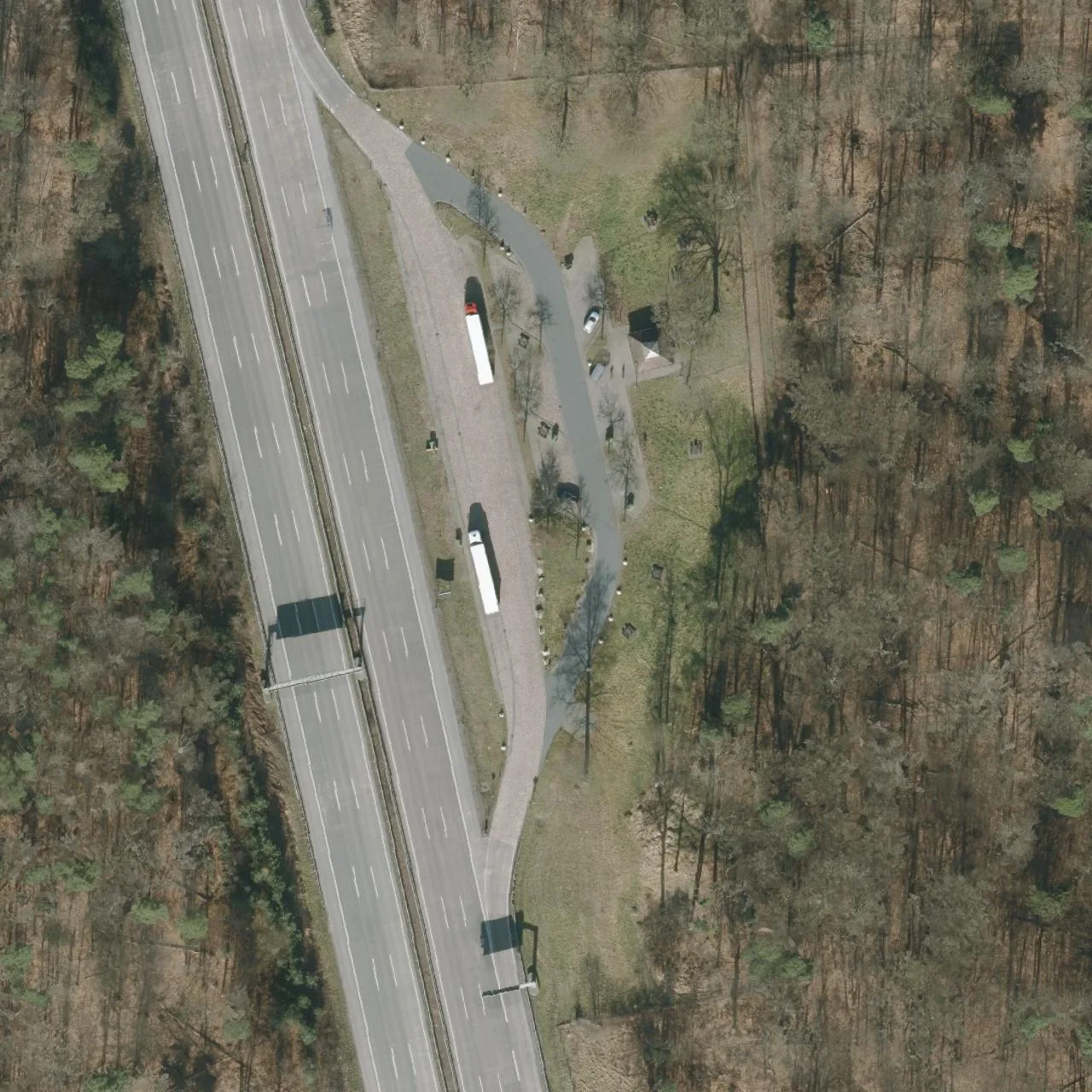 Aerial photo (orthophoto) of truck parking Altwarmbüchener Moor Ost from 2022