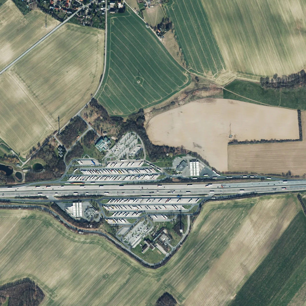 Aerial photo (orthophoto) of truck parking Dresdner Tor Nord from 2024