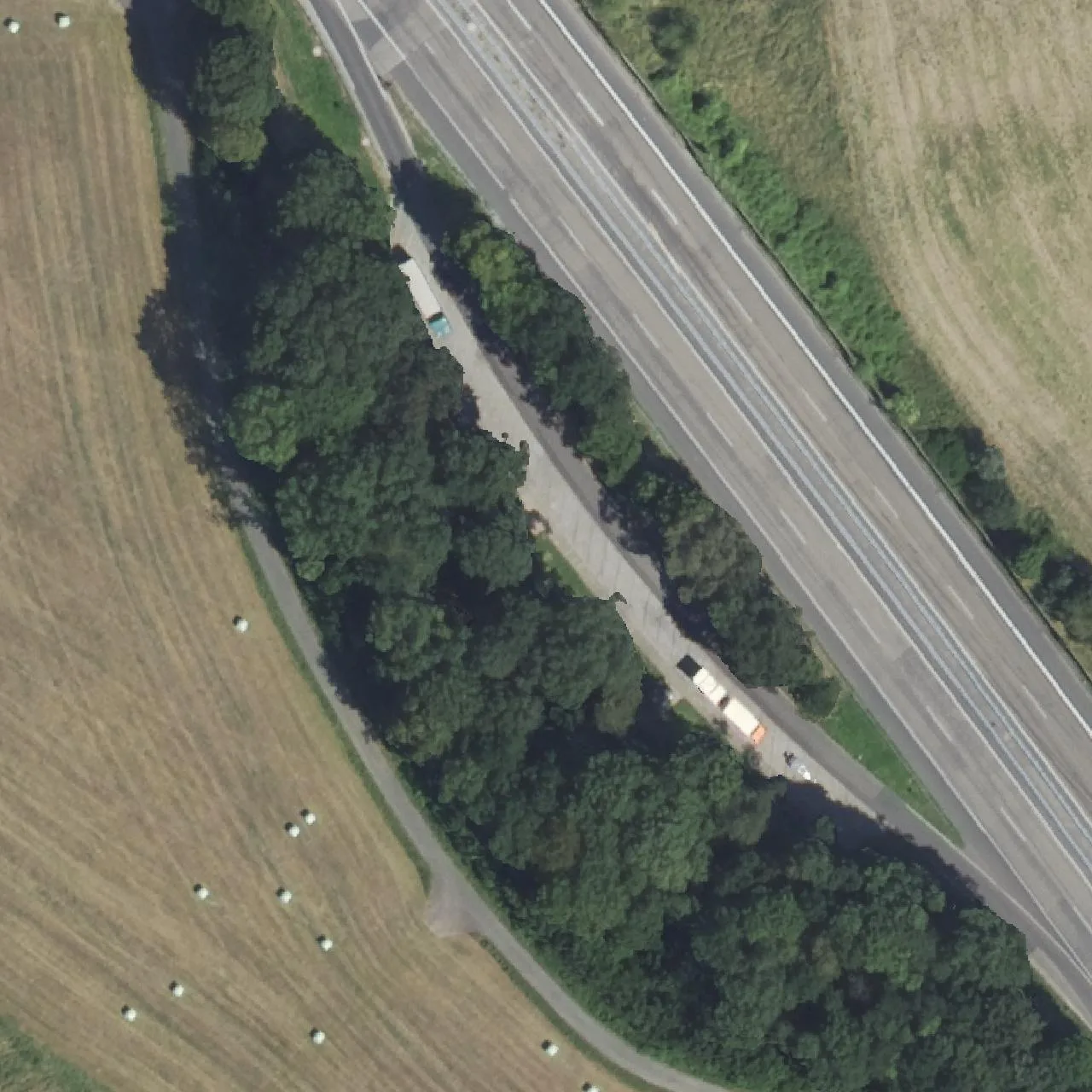 Aerial photo (orthophoto) of truck parking Rauschenberg from 2024