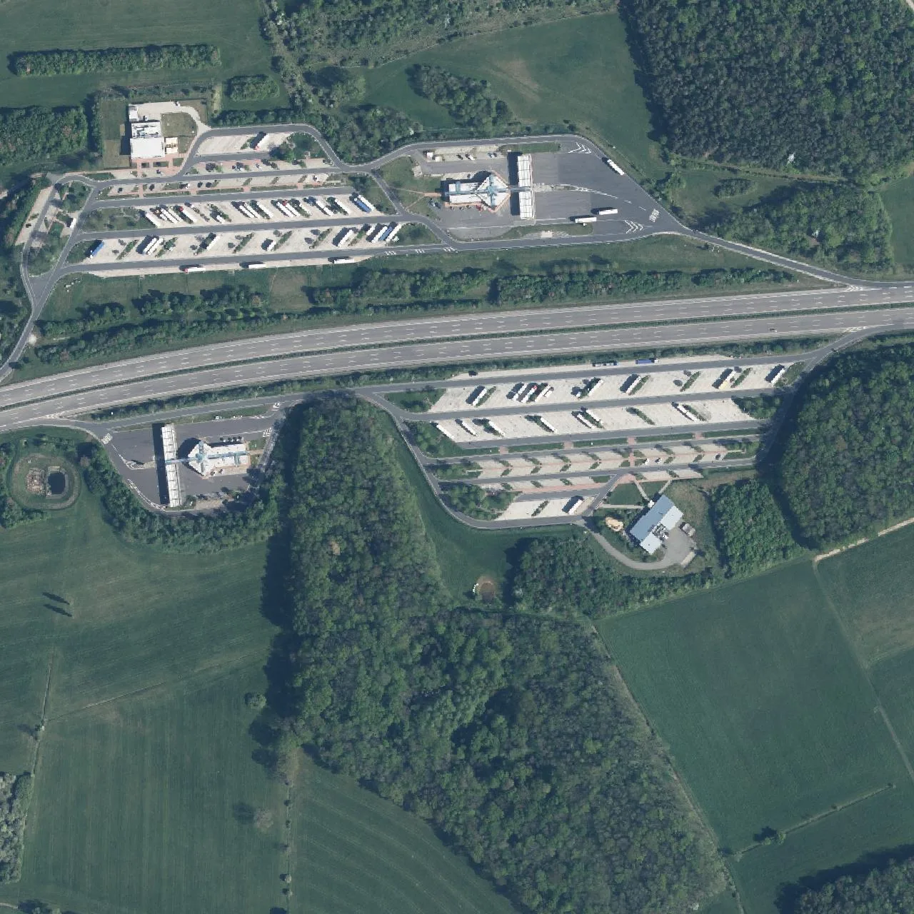 Aerial photo (orthophoto) of truck parking Eichelborn Süd from 2024