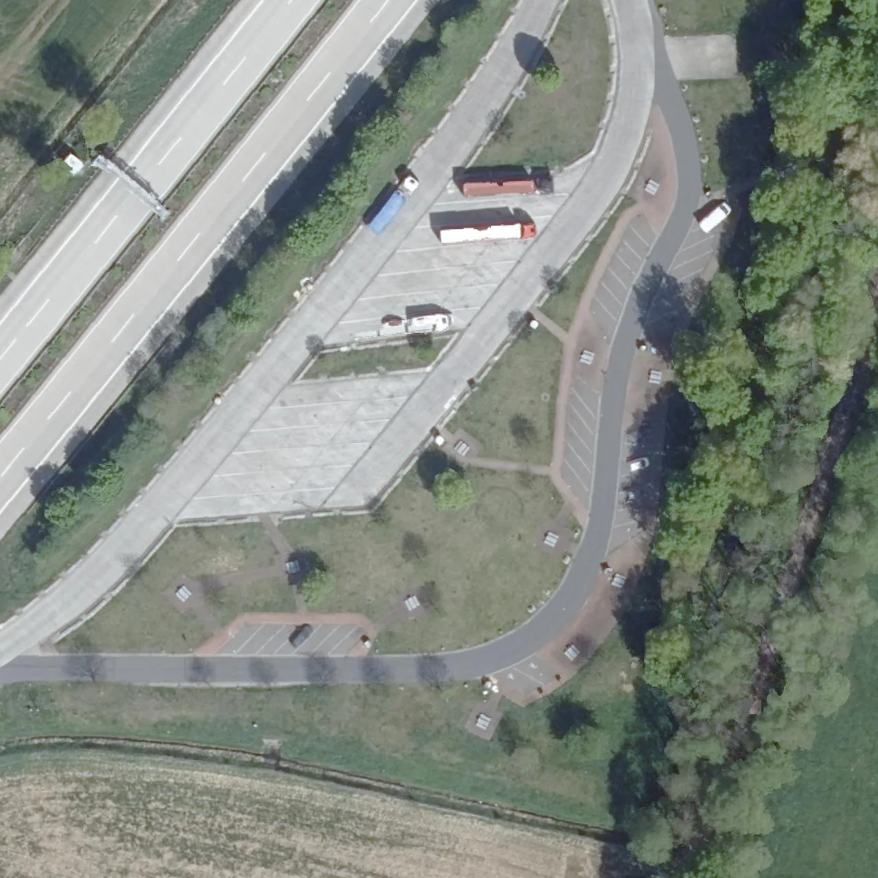 Aerial photo (orthophoto) of truck parking Bissendorf Ost from 2025
