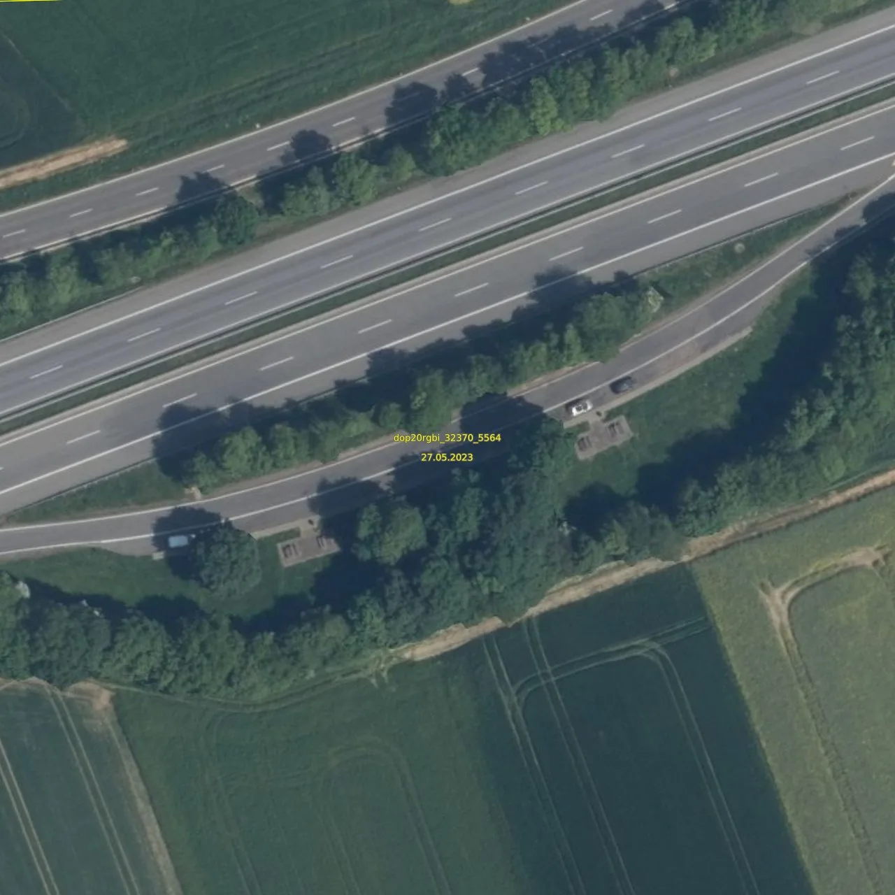 Luftbild (Orthofoto) des LKW-Parkplatzes Belzweide aus dem Jahr 2023