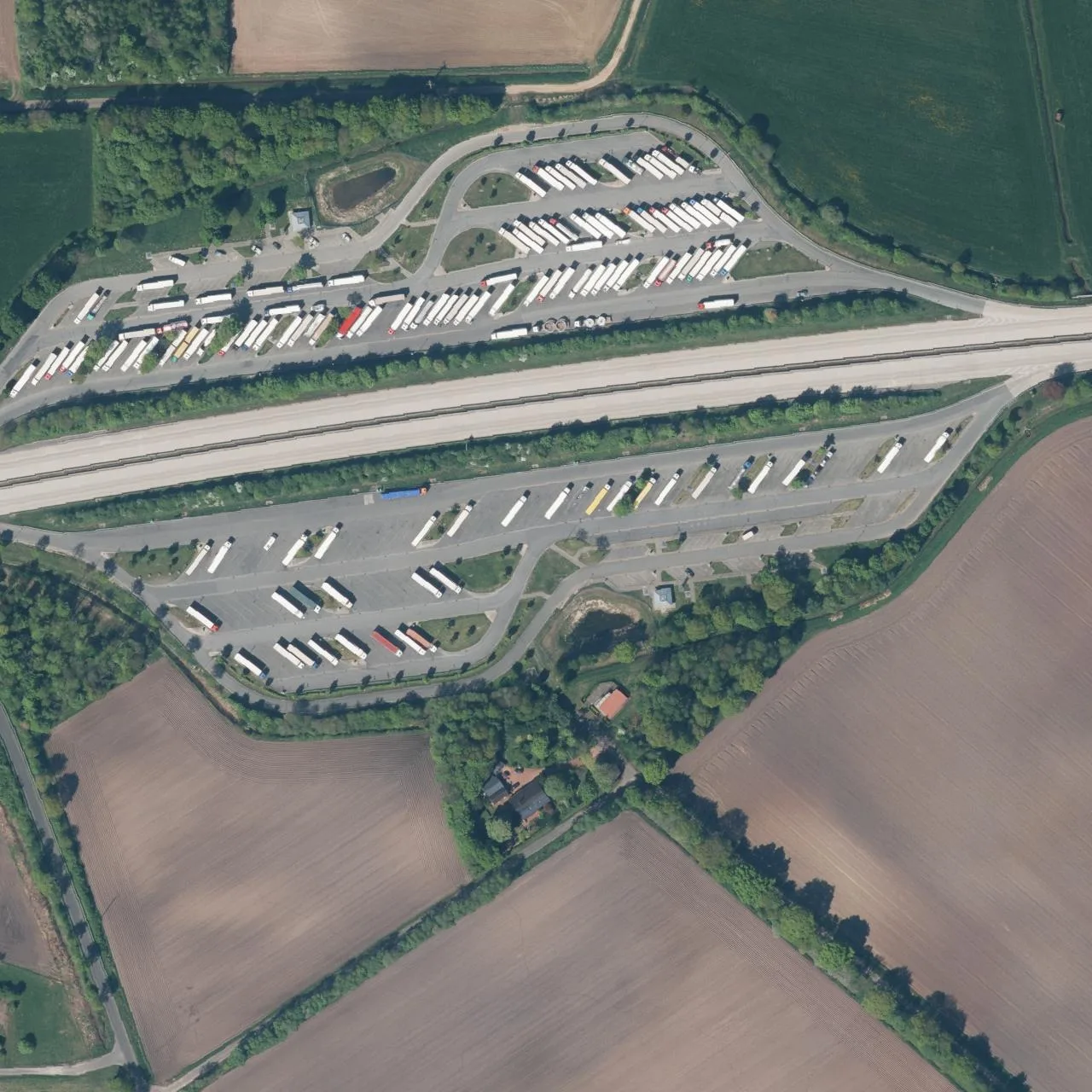 Aerial photo (orthophoto) of truck parking Waldseite Süd from 2025